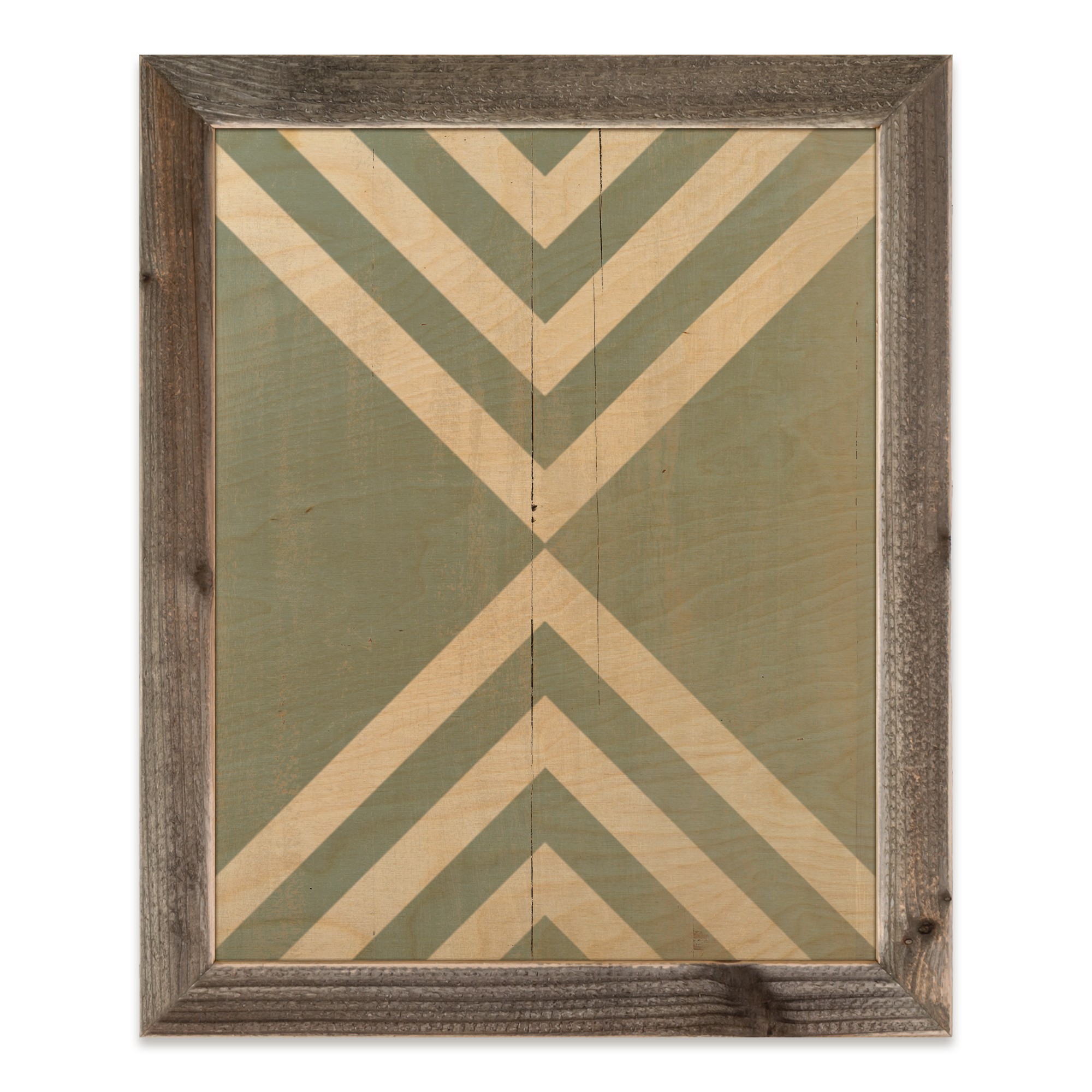 Teal Tribal Lines 20x16 Framed Wood Print