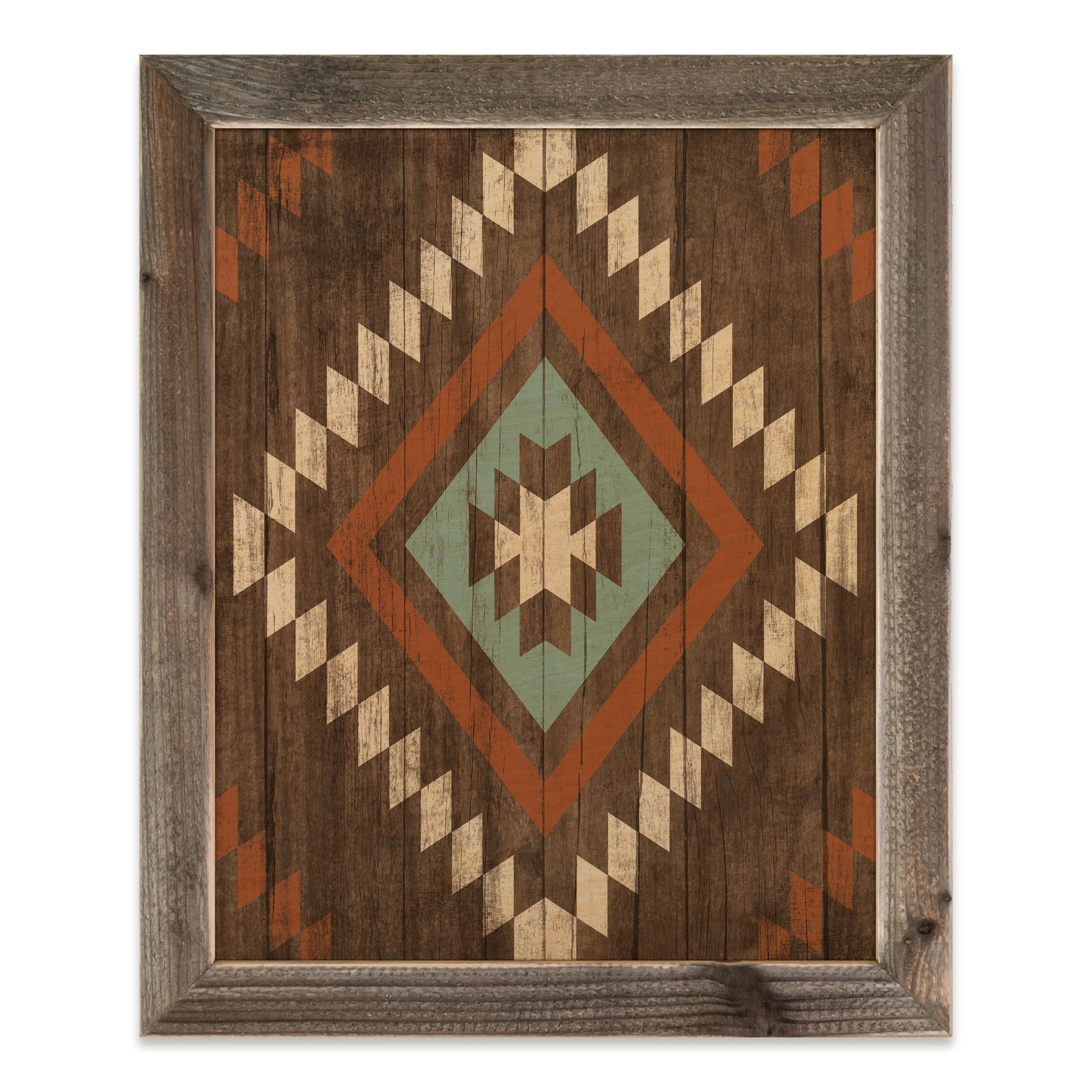 Dark Southwest Pattern 20x16 Framed Wood Print
