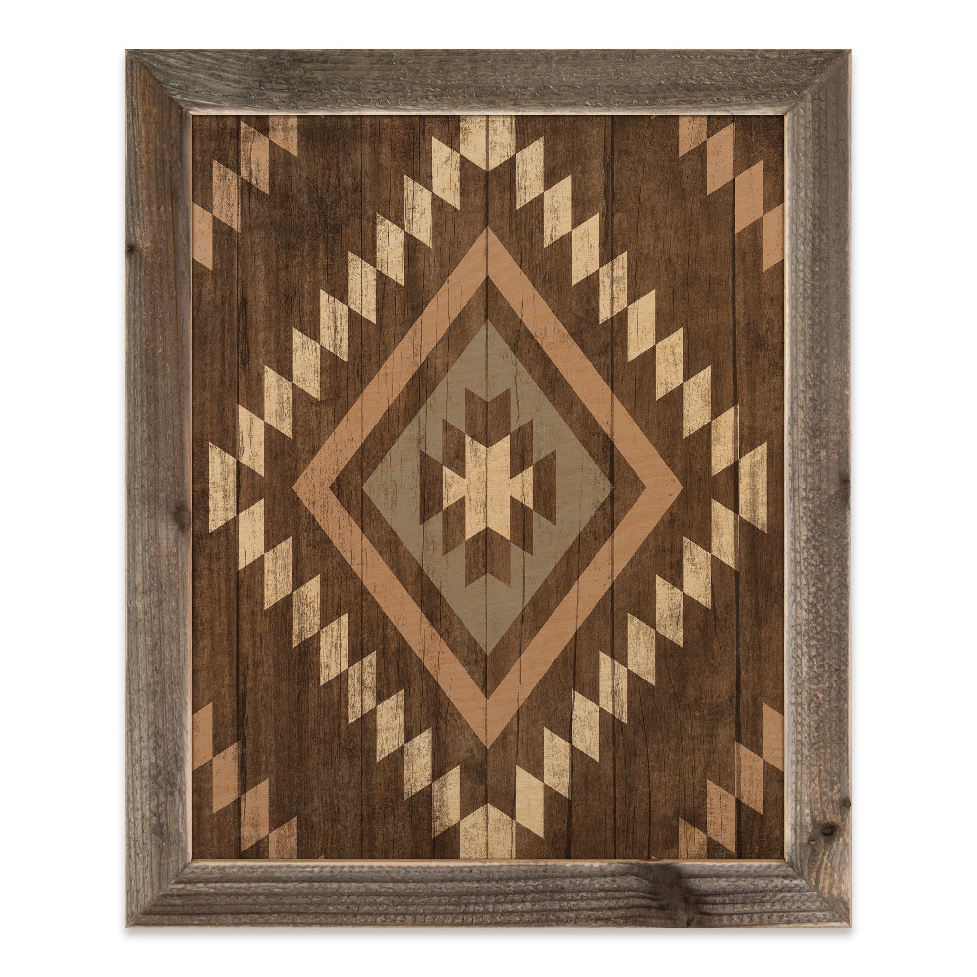 Dark Southwest Pattern 20x16 Framed Wood Print