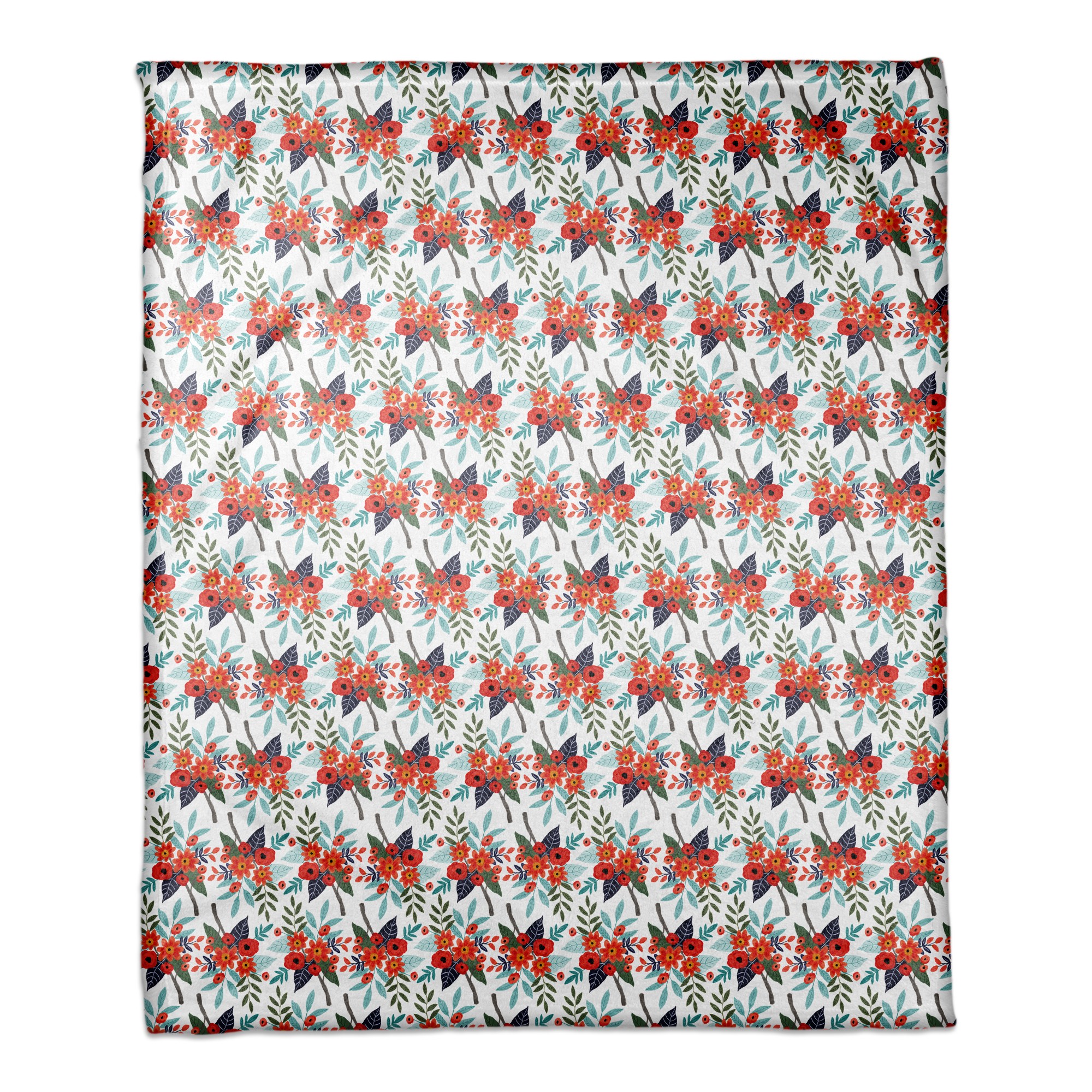 Orange Floral Pattern 50x60 Coral Fleece Blanket