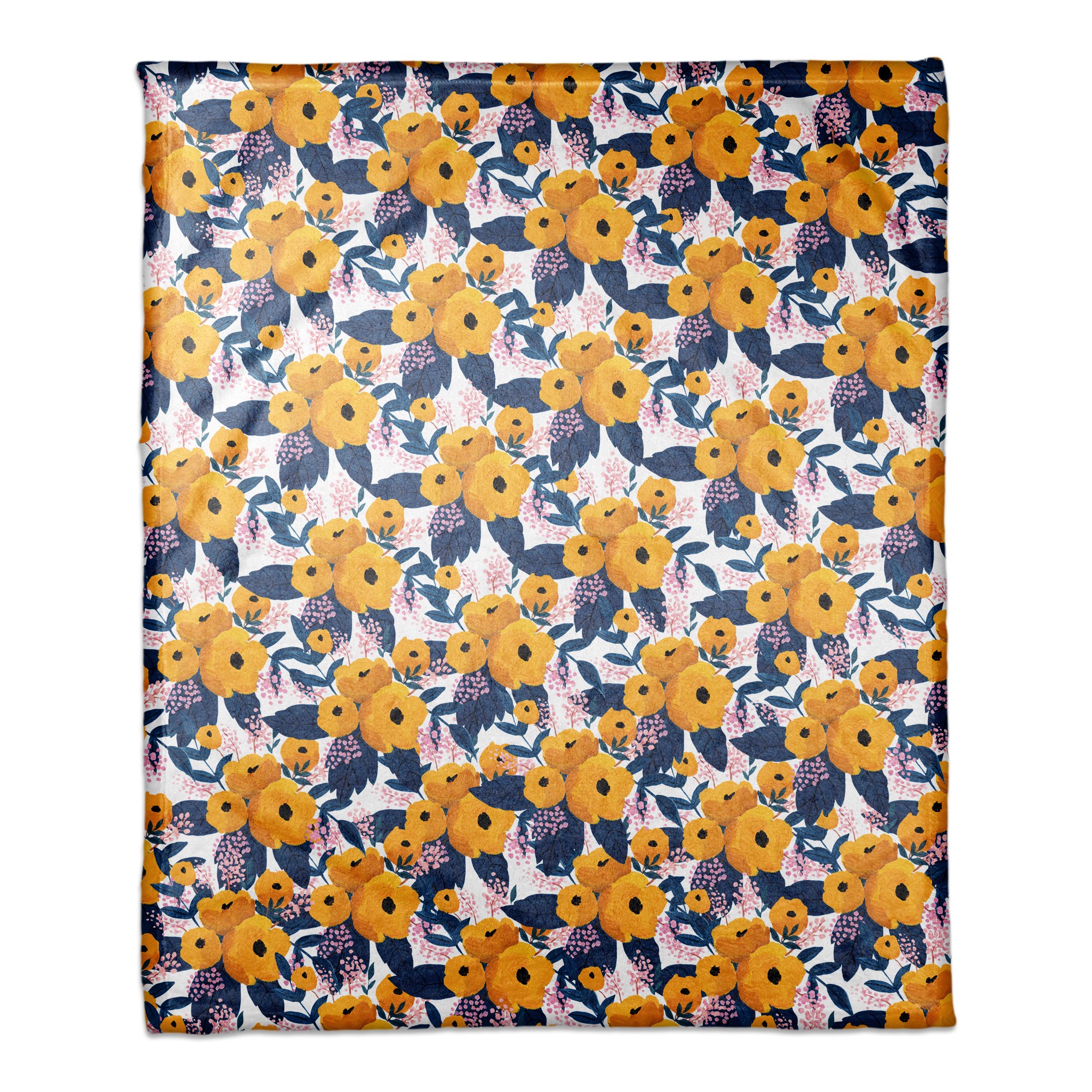 Yellow Floral Pattern 50x60 Coral Fleece Blanket