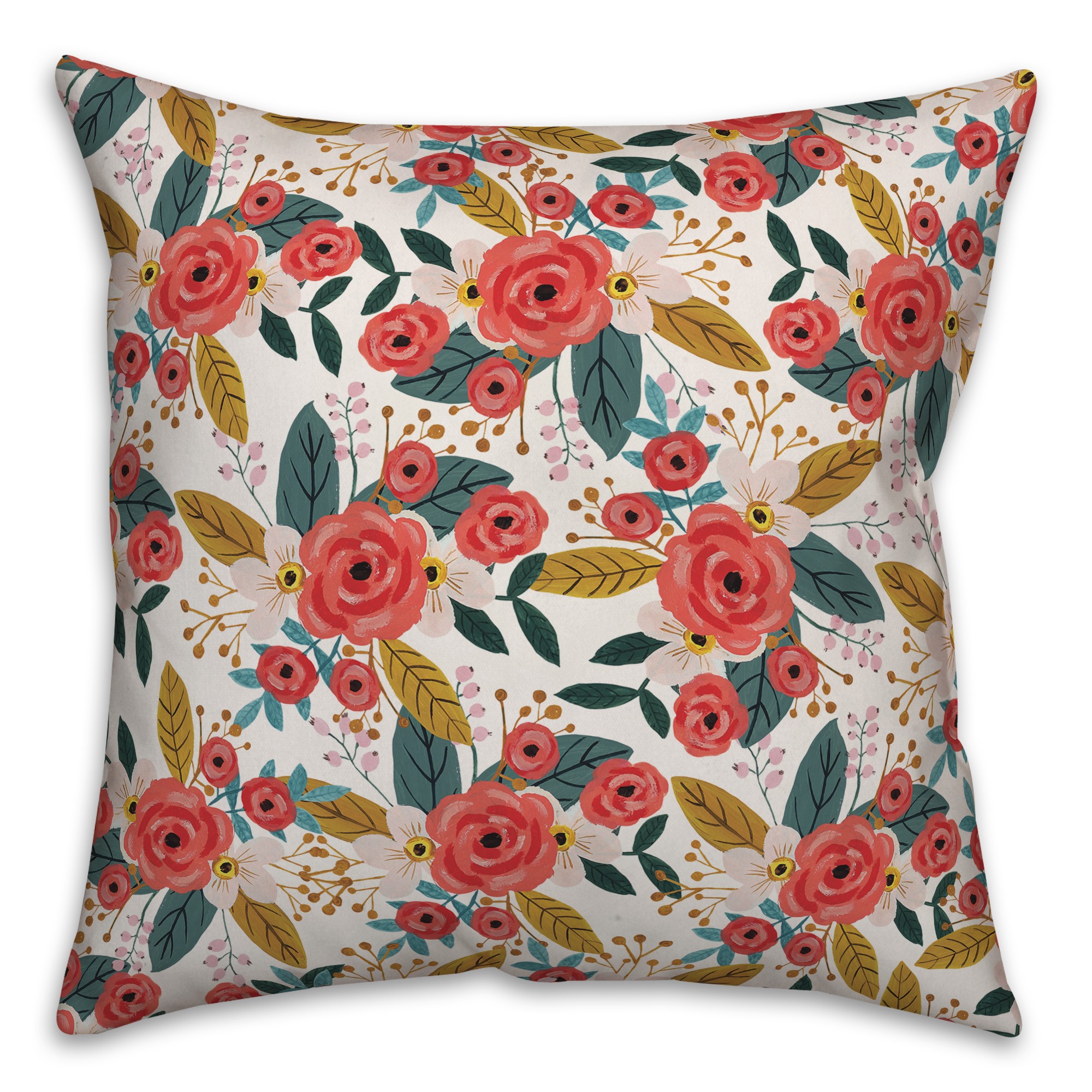 Blush Floral Pattern 18x18 Spun Poly Pillow