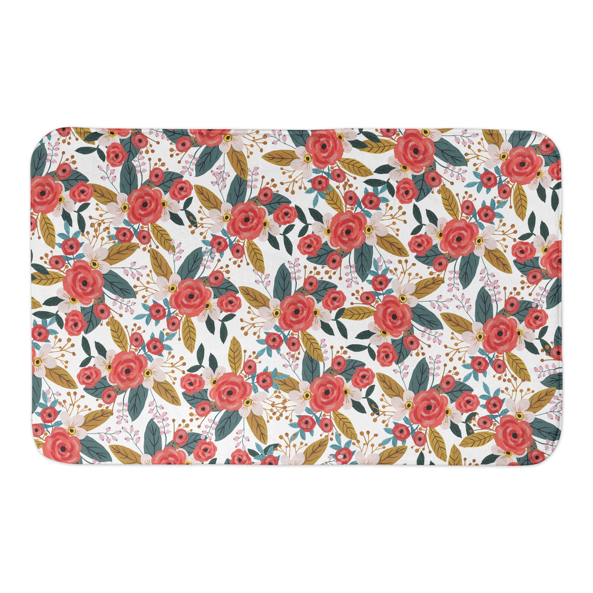 Blush Floral Pattern 34x21 Bath Mat