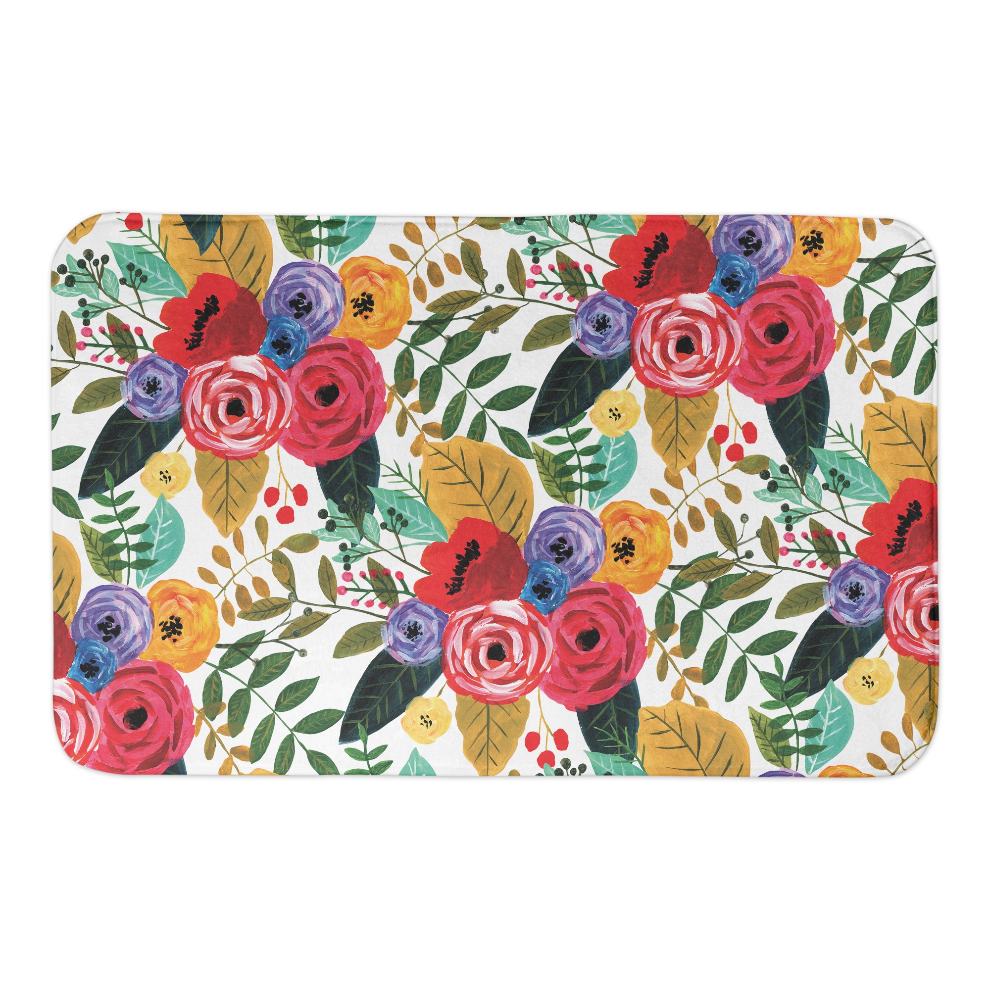 Bright Multi Floral Pattern 34x21 Bath Mat