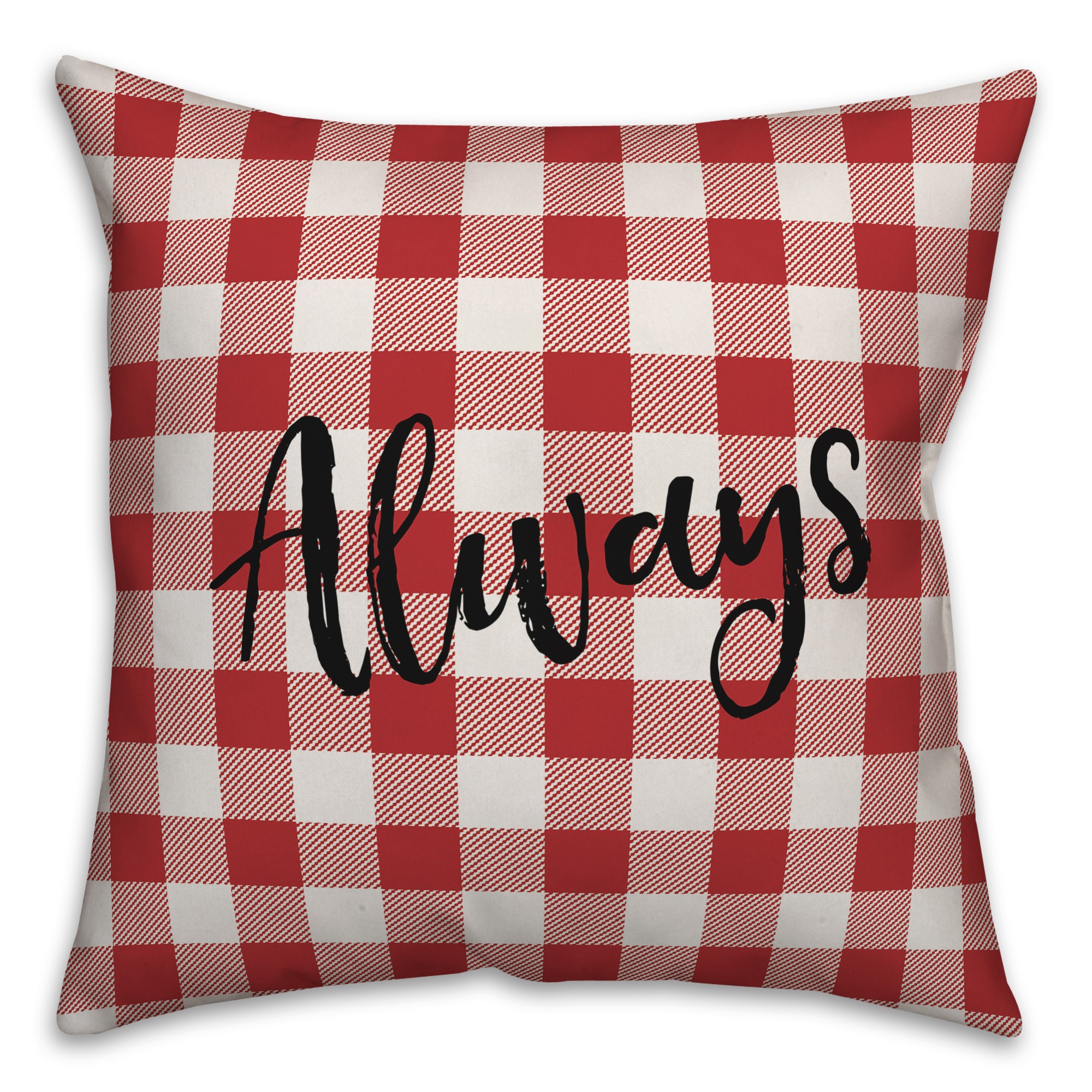 Always and Forever Red Buffalo Check 18x18 Spun Poly Pillow