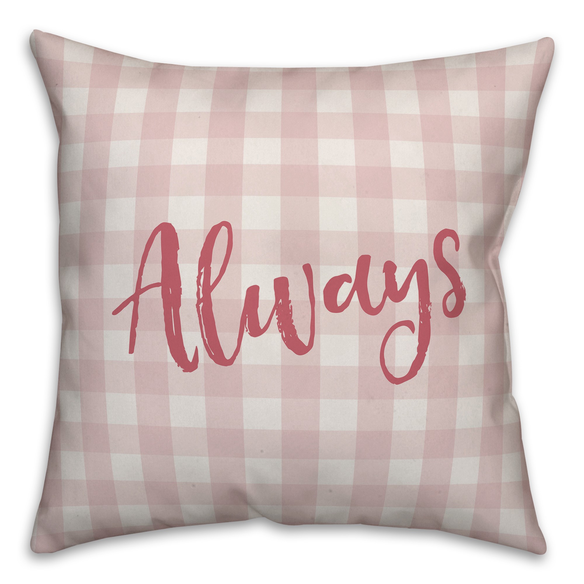Always and Forever Pink Buffalo Check 18x18 Spun Poly Pillow