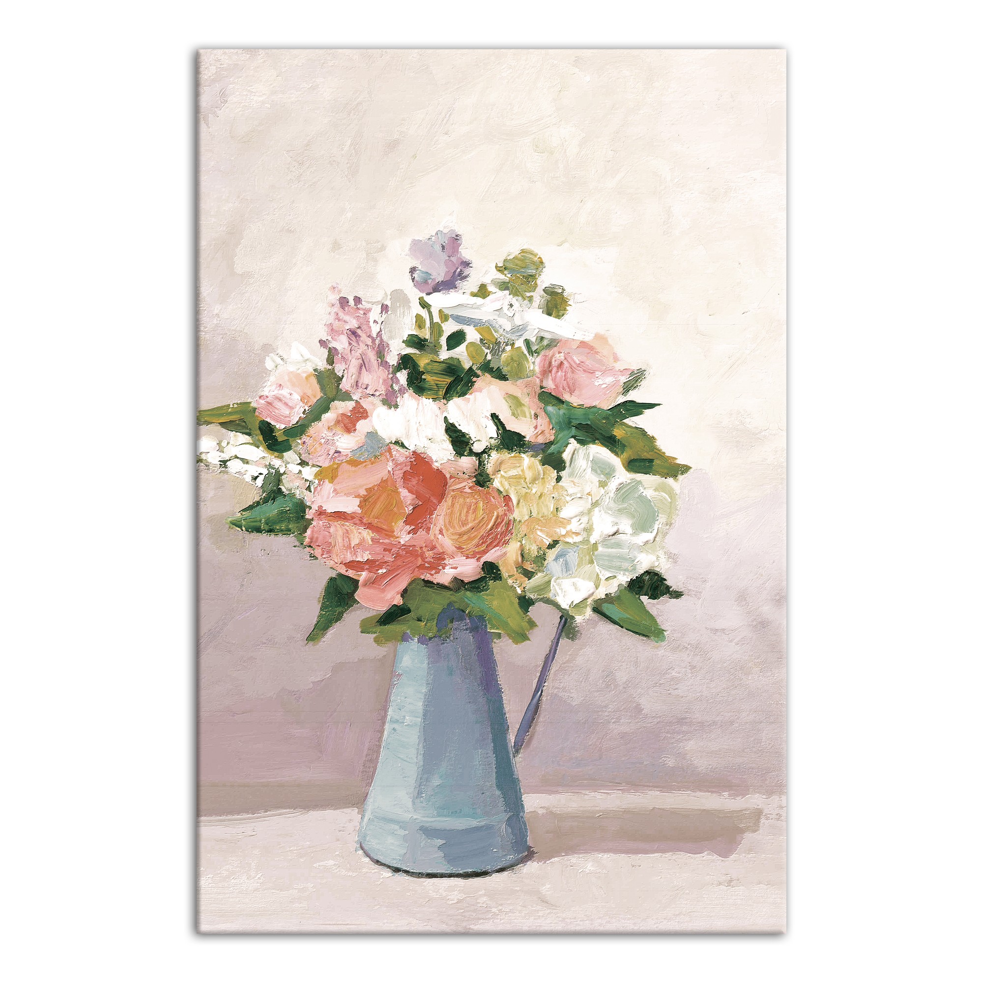 Flower Bouquet in Metal Pitcher 24x36 Canvas Wall Art