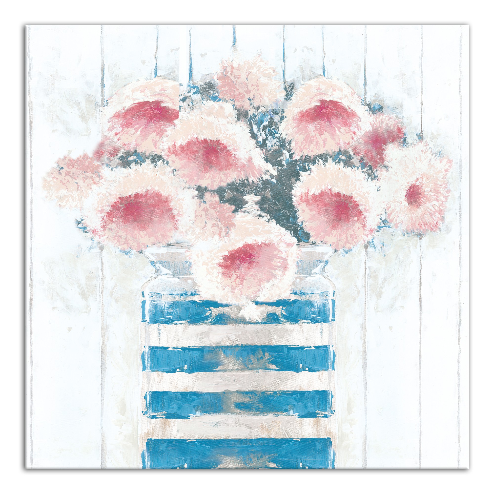 Striped Flower Vase 24x24 Canvas Wall Art