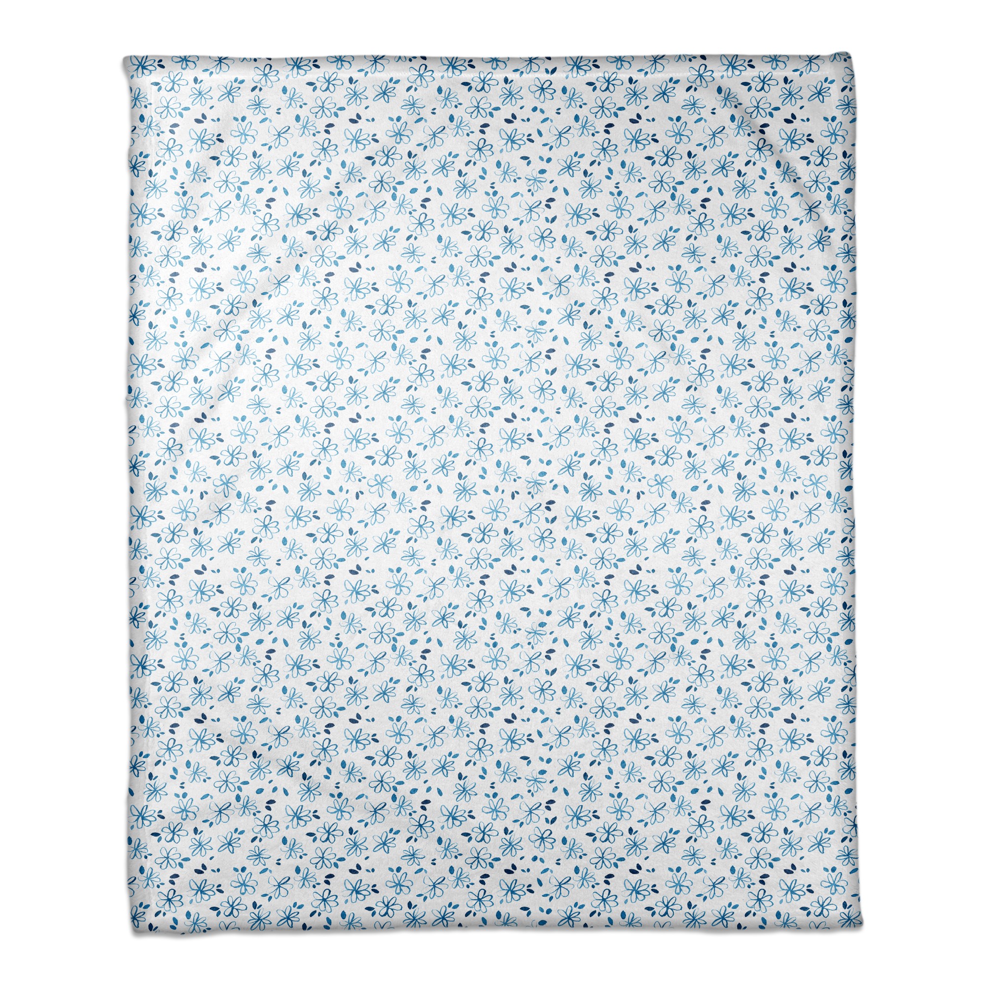 Line Drawn Florals 50x60 Coral Fleece Blanket