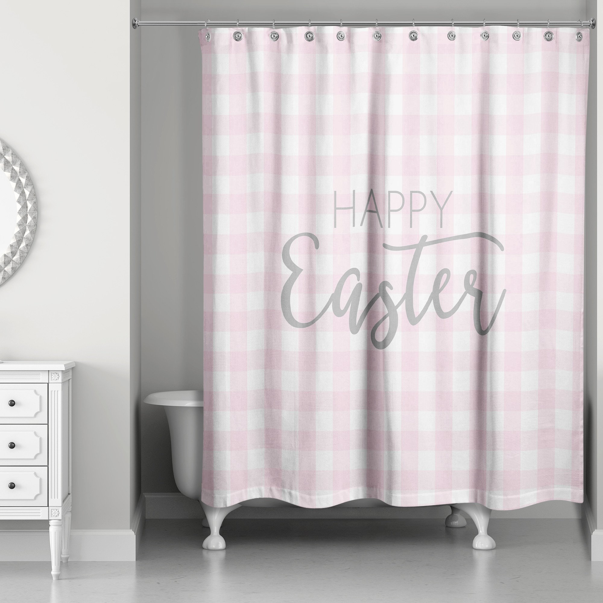 Happy Easter Buffalo Check 71x74 Shower Curtain