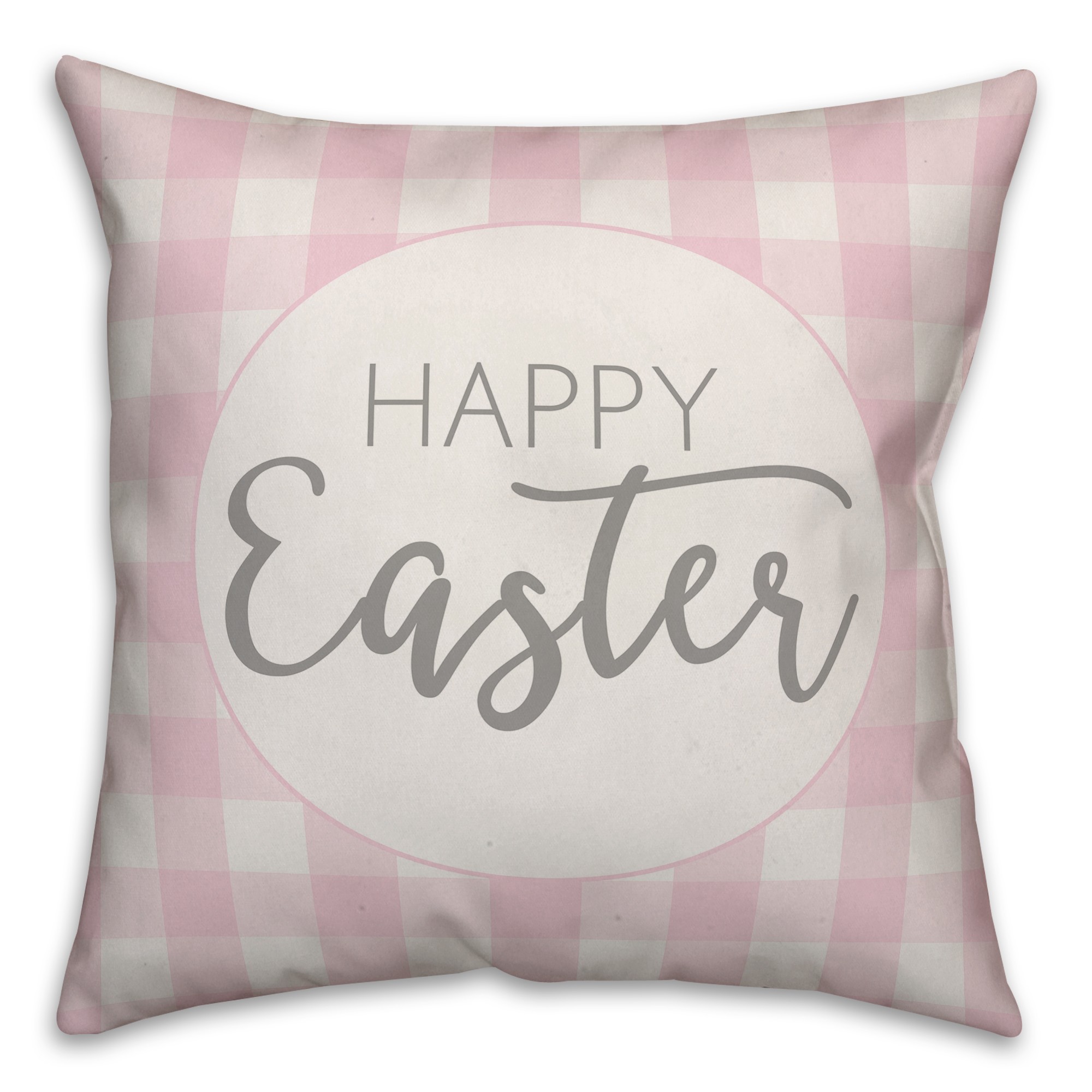 Happy Easter Buffalo Check 18x18 Spun Poly Pillow