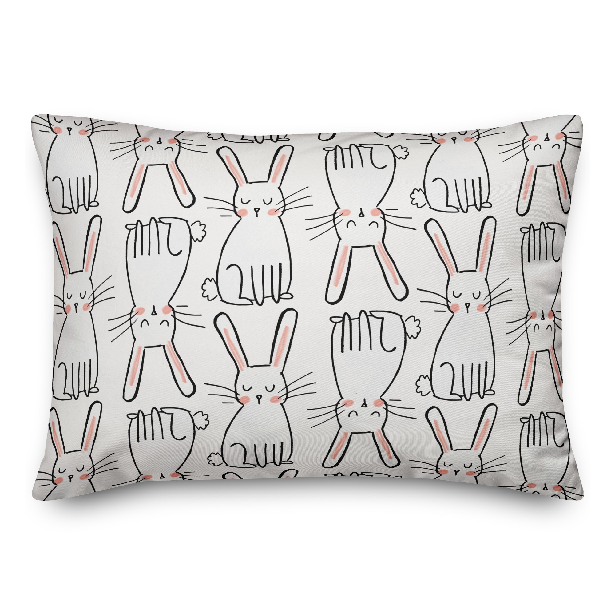 Black and White Bunny Sketch 14x20 Spun Poly Pillow