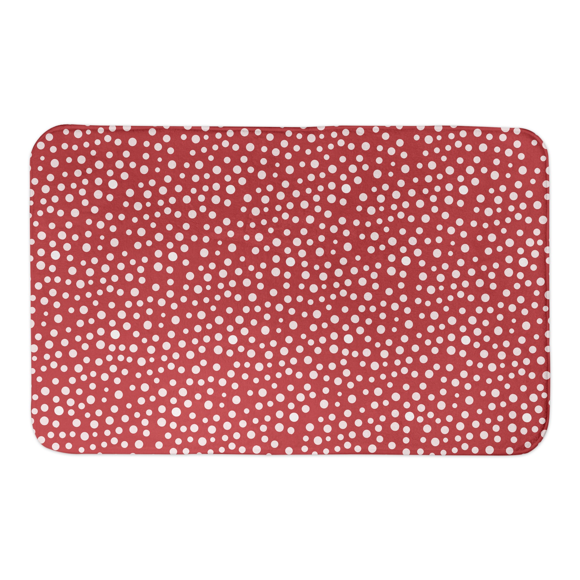 Red and White Christmas Dots Pattern 34x21 Bath Mat