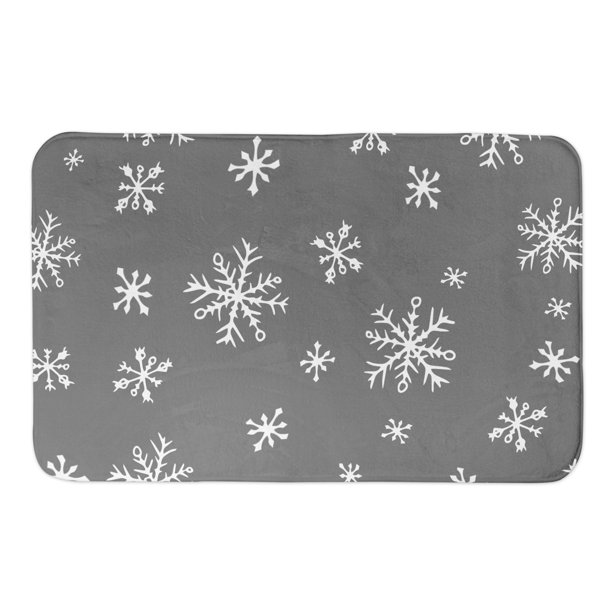 Gray and White Snowflakes 34x21 Bath Mat