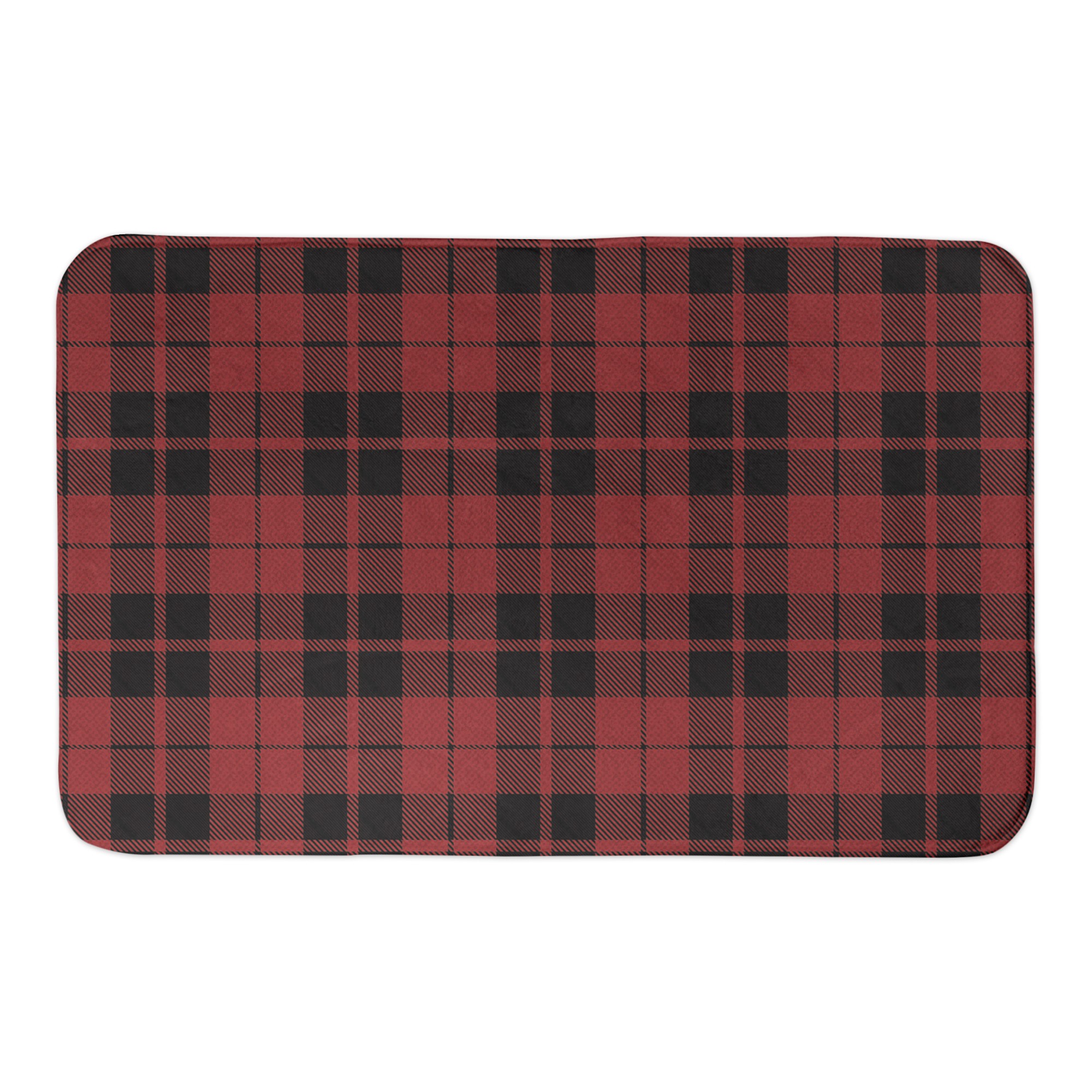 Red and Black Plaid 34x21 Bath Mat