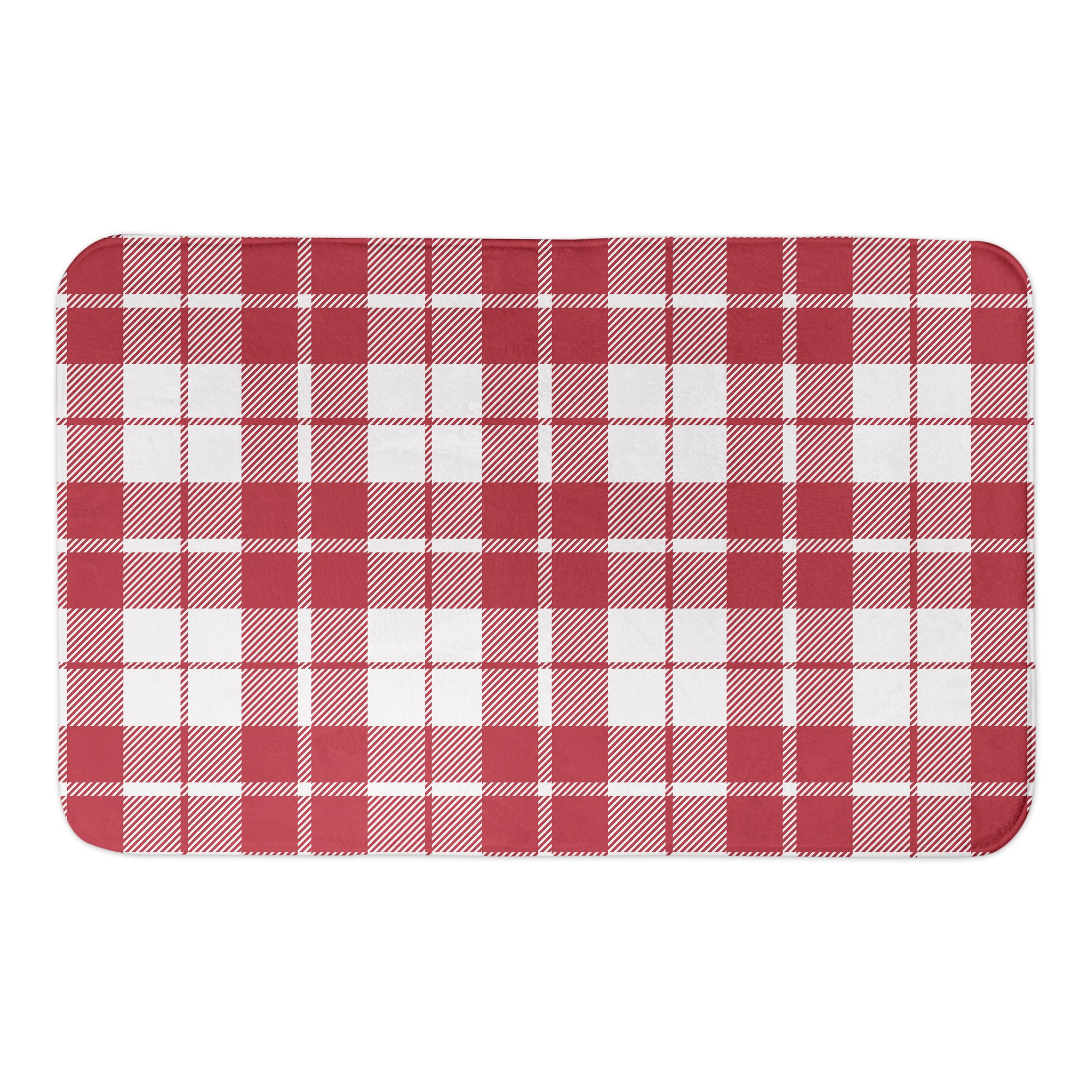 Red Plaid 34x21 Bath Mat
