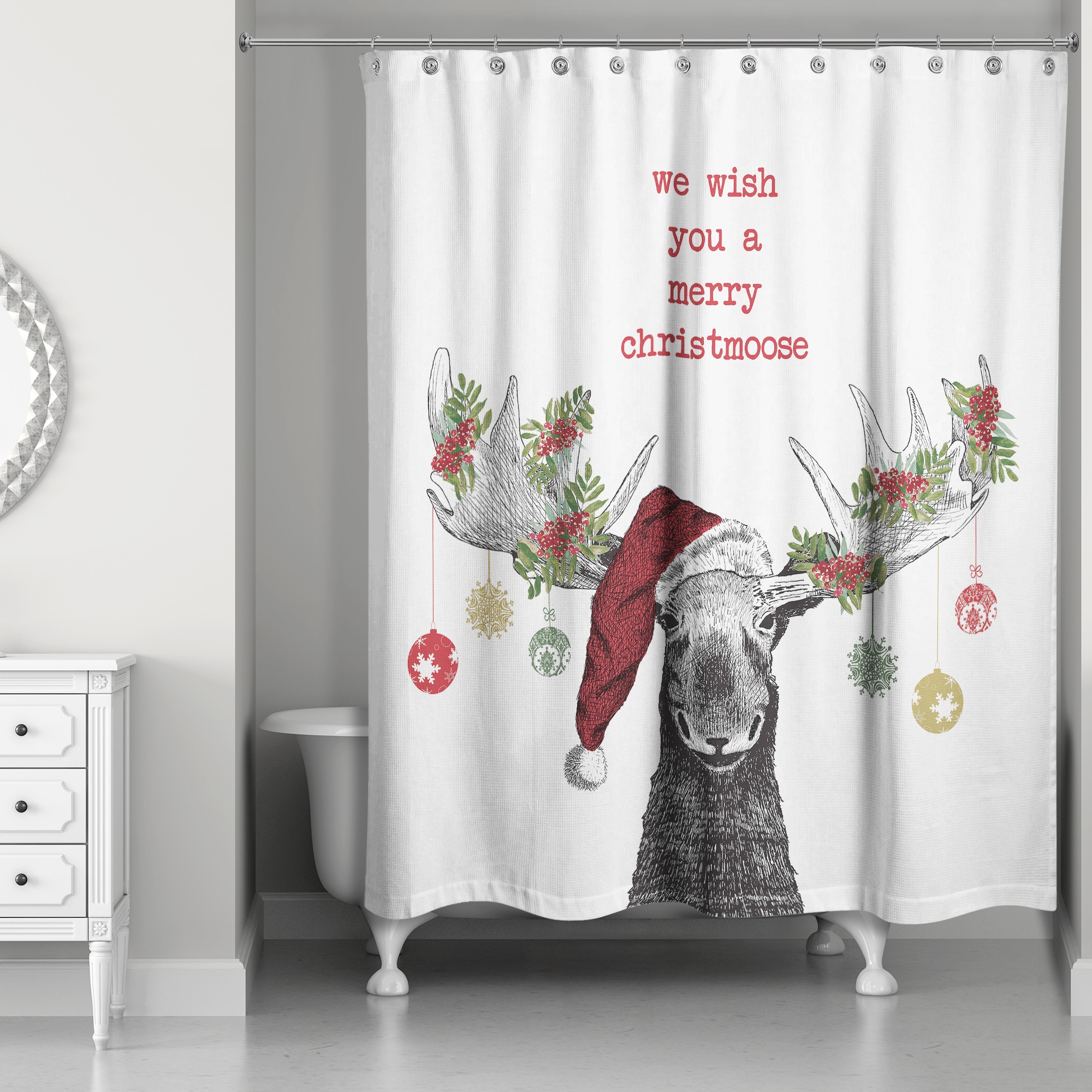 Christmas Moose 71x74 Shower Curtain