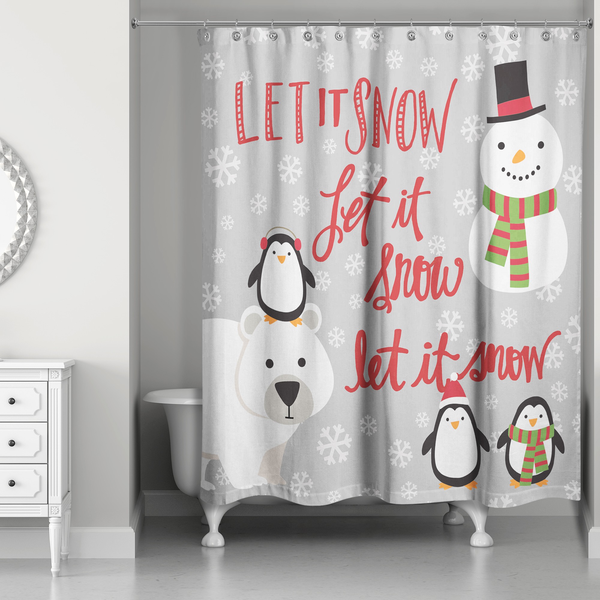 Let it Snow Winter Friends 71x74 Shower Curtain