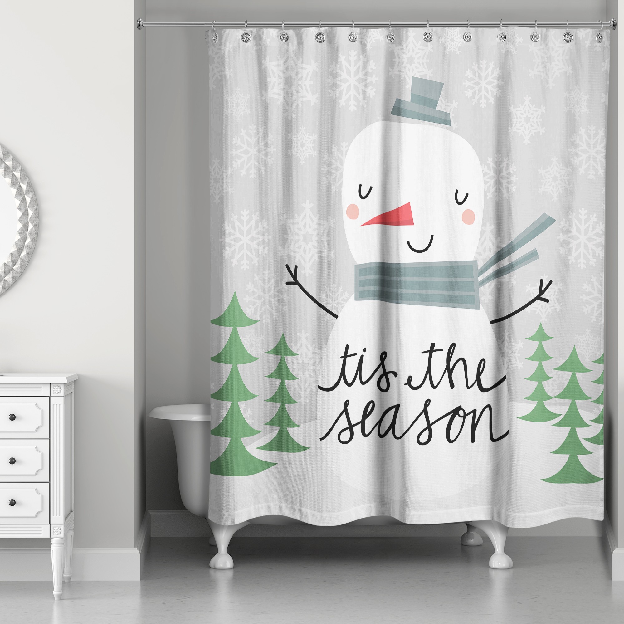 Tis the Season Snowman 71x74 Shower Curtain