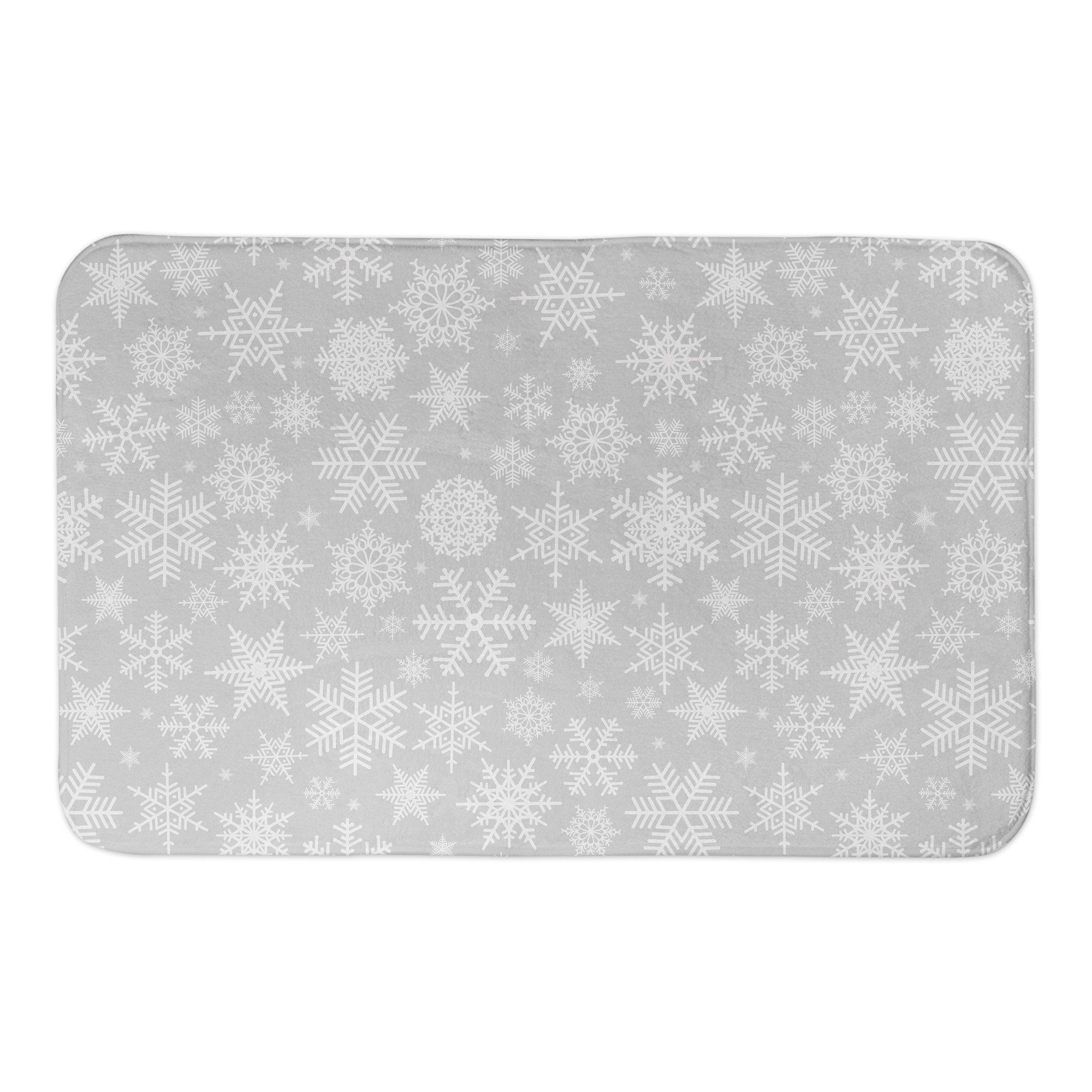 Gray Snowflake Pattern 34x21 Bath Mat