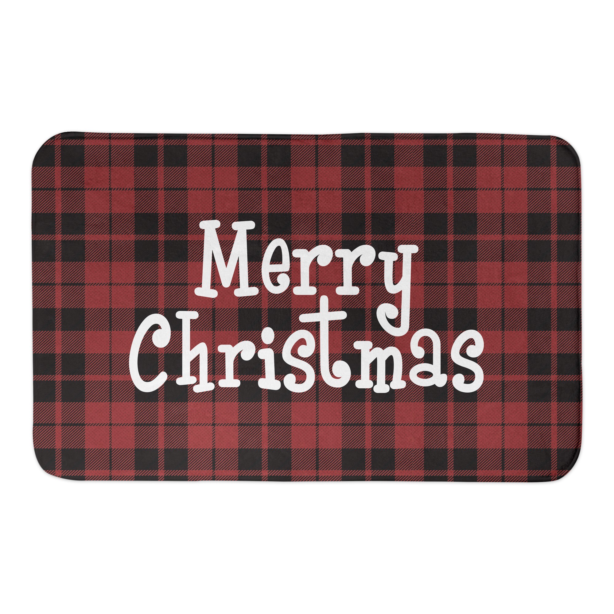 Merry Christmas Plaid 34x21 Bath Mat