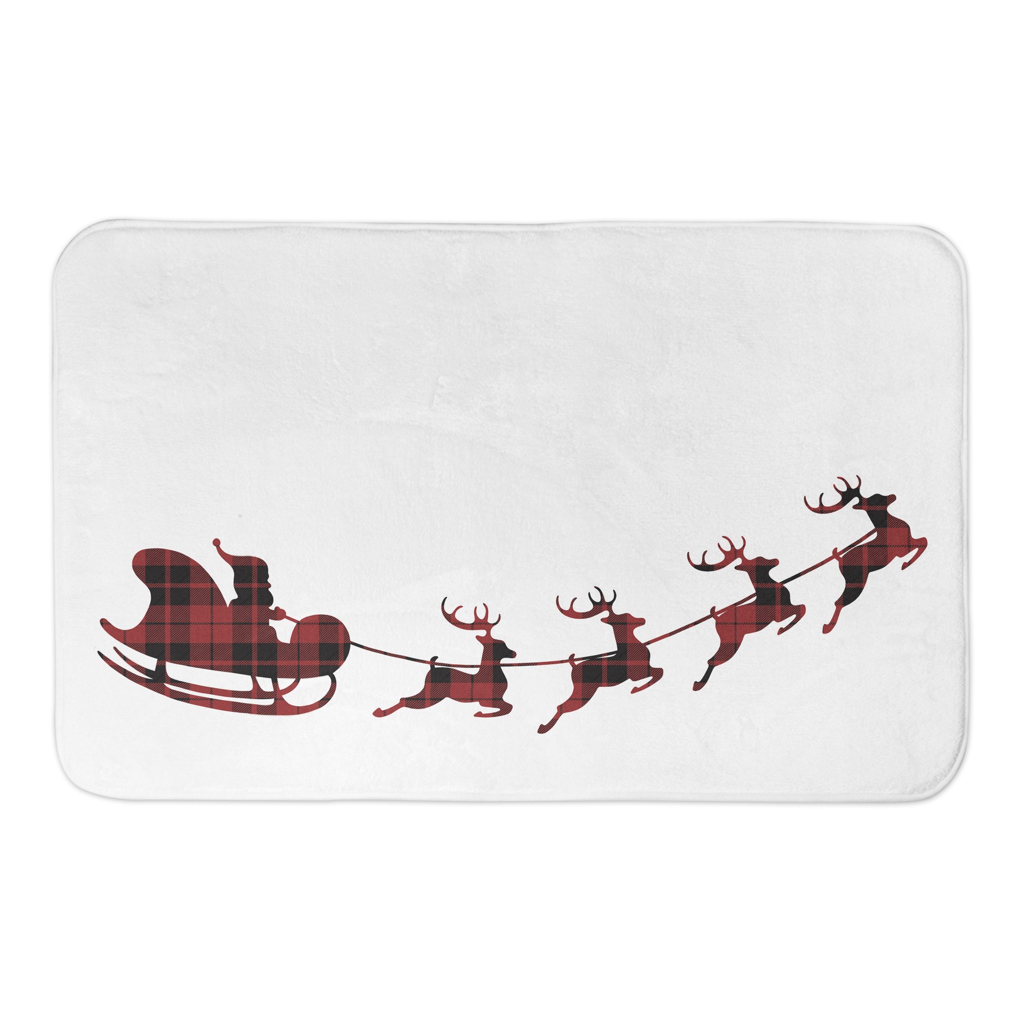 Red Plaid Sleigh 34x21 Bath Mat