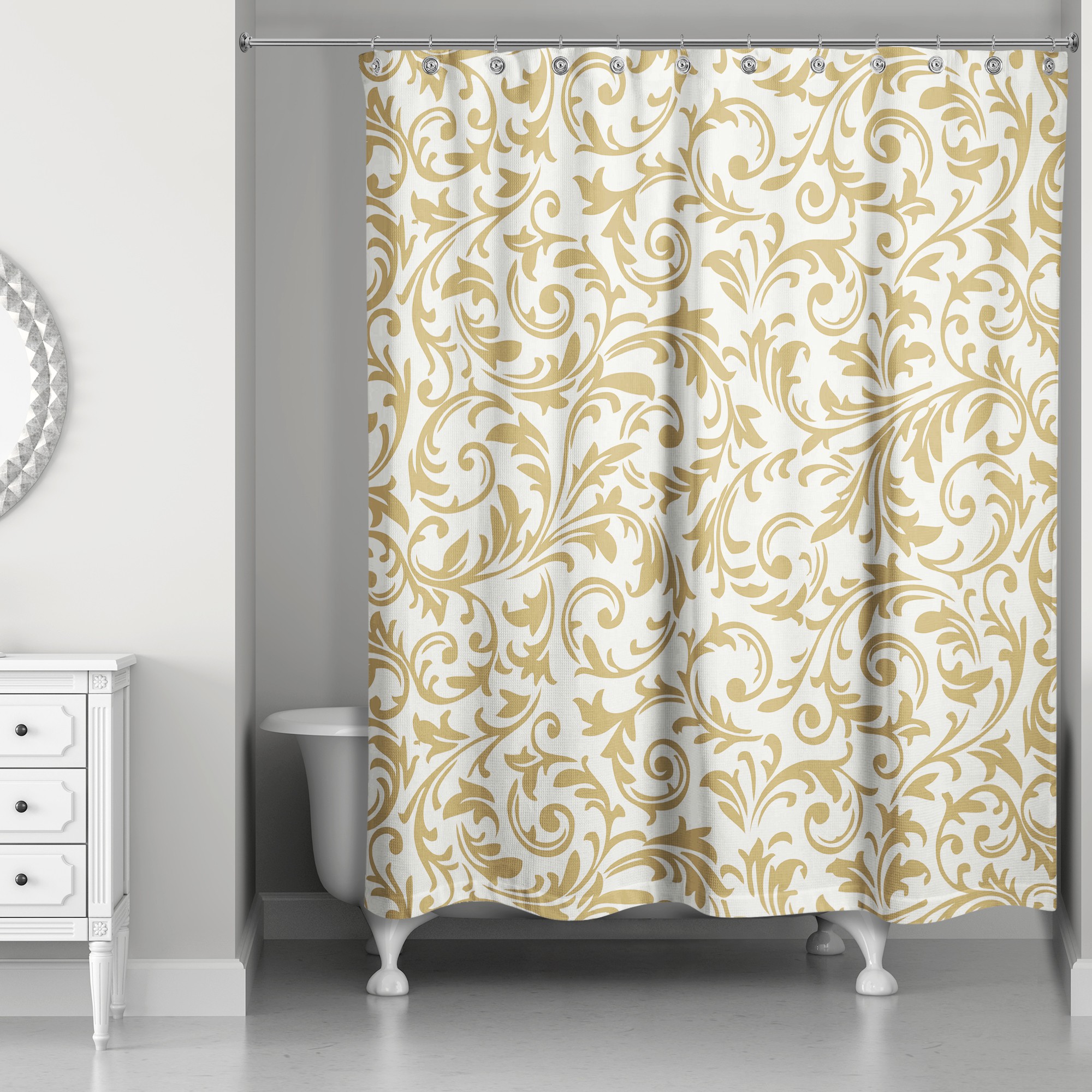 Gold Baroque Pattern 71x74 Shower Curtain