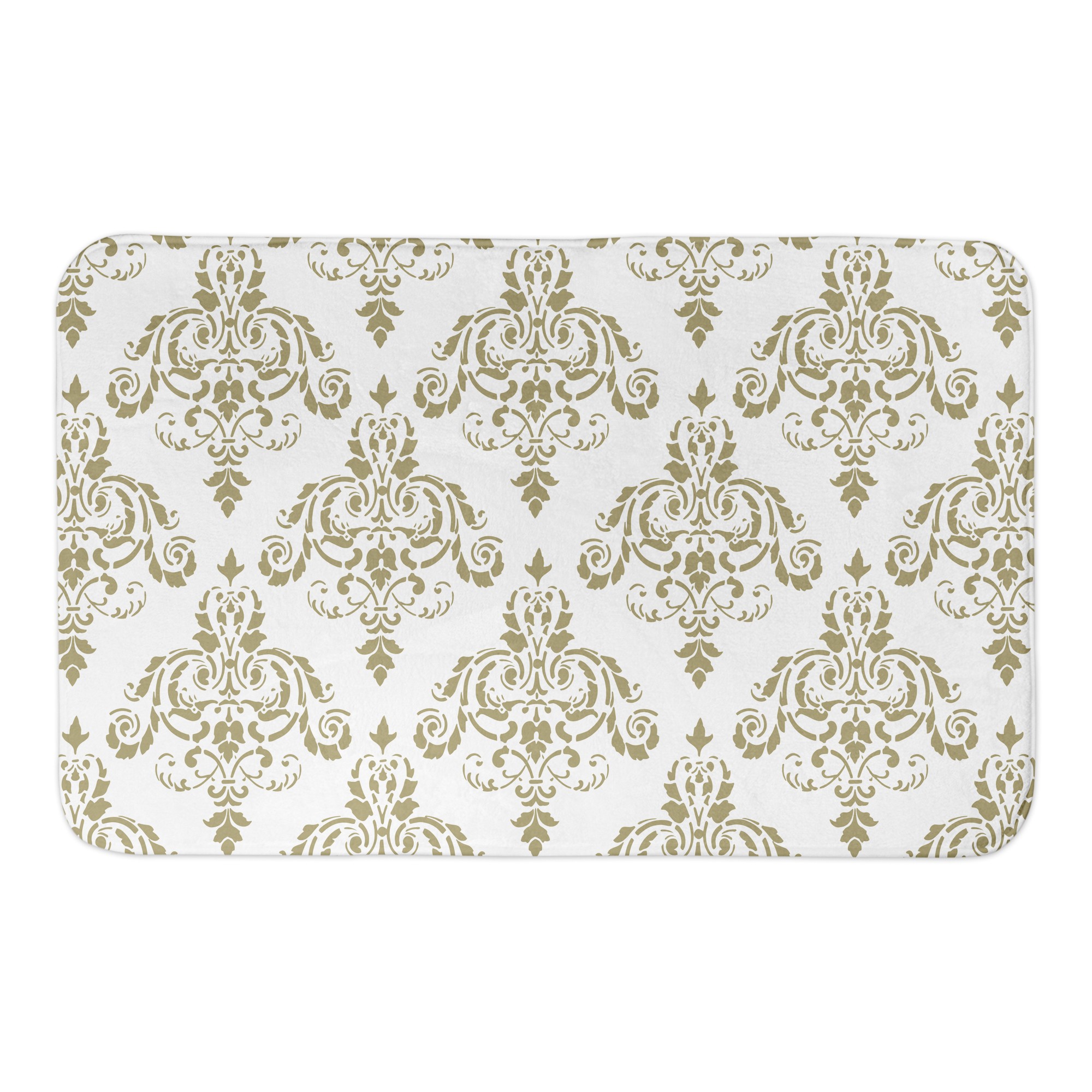 Gold Damask 34x21 Bath Mat