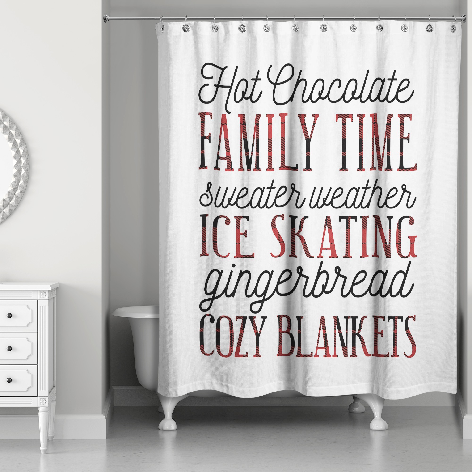 Plaid Winter Things 71x74 Shower Curtain