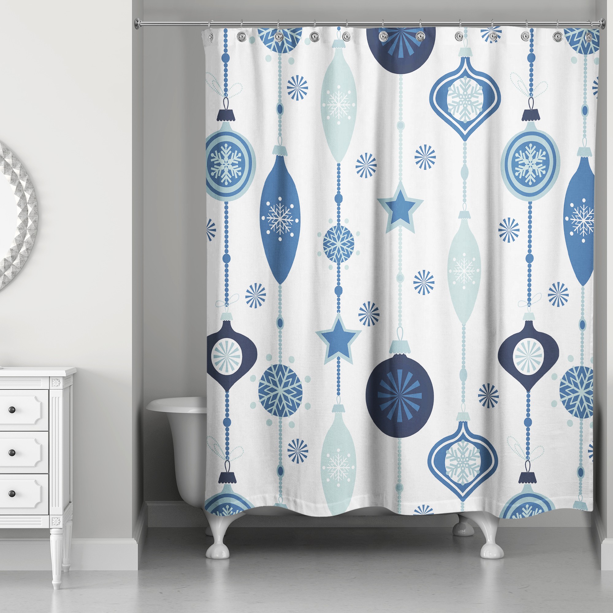 Blue Ornament Pattern 71x74 Shower Curtain