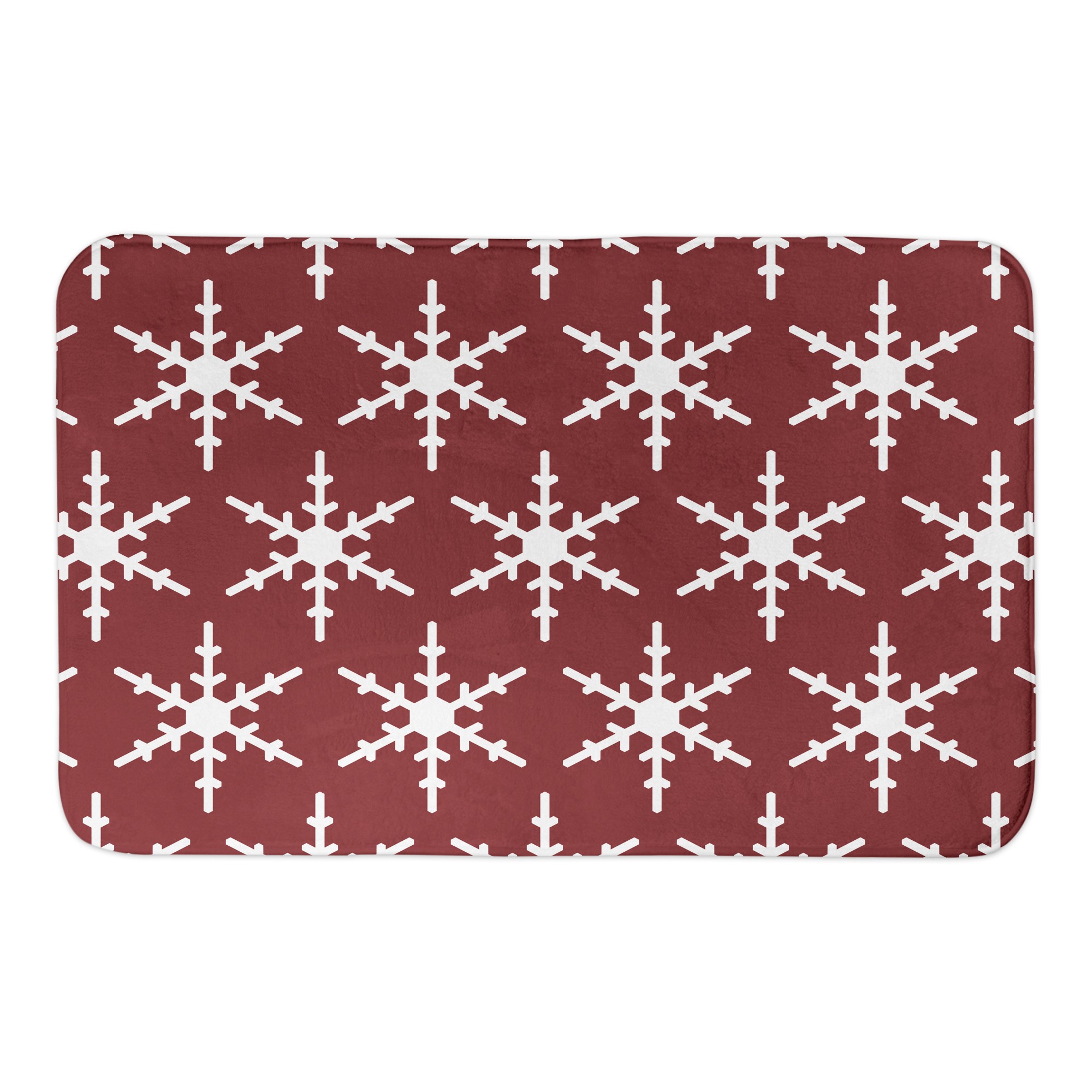 Red and White Snowflake Pattern 34x21 Bath Mat