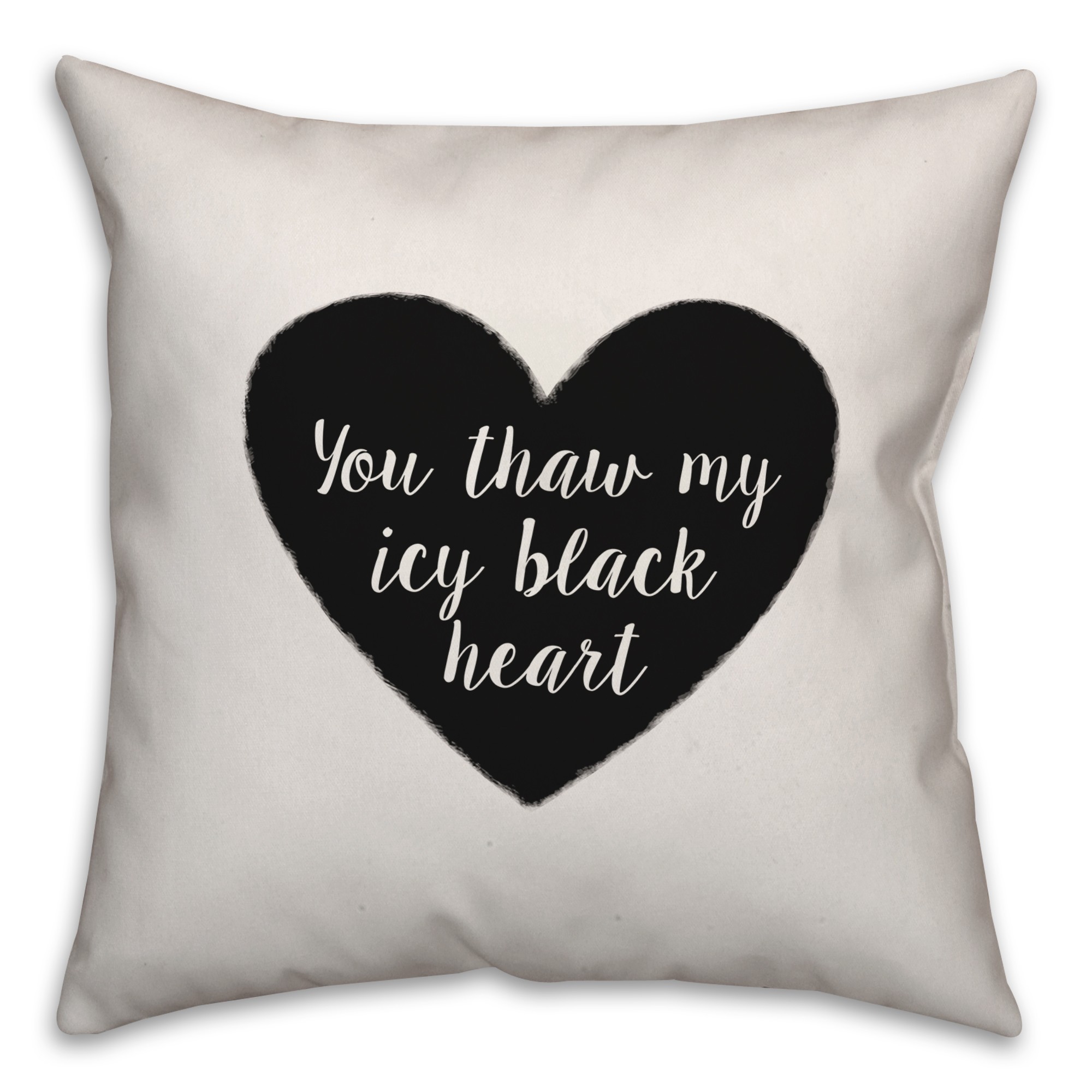 Icy Black Heart Pillow