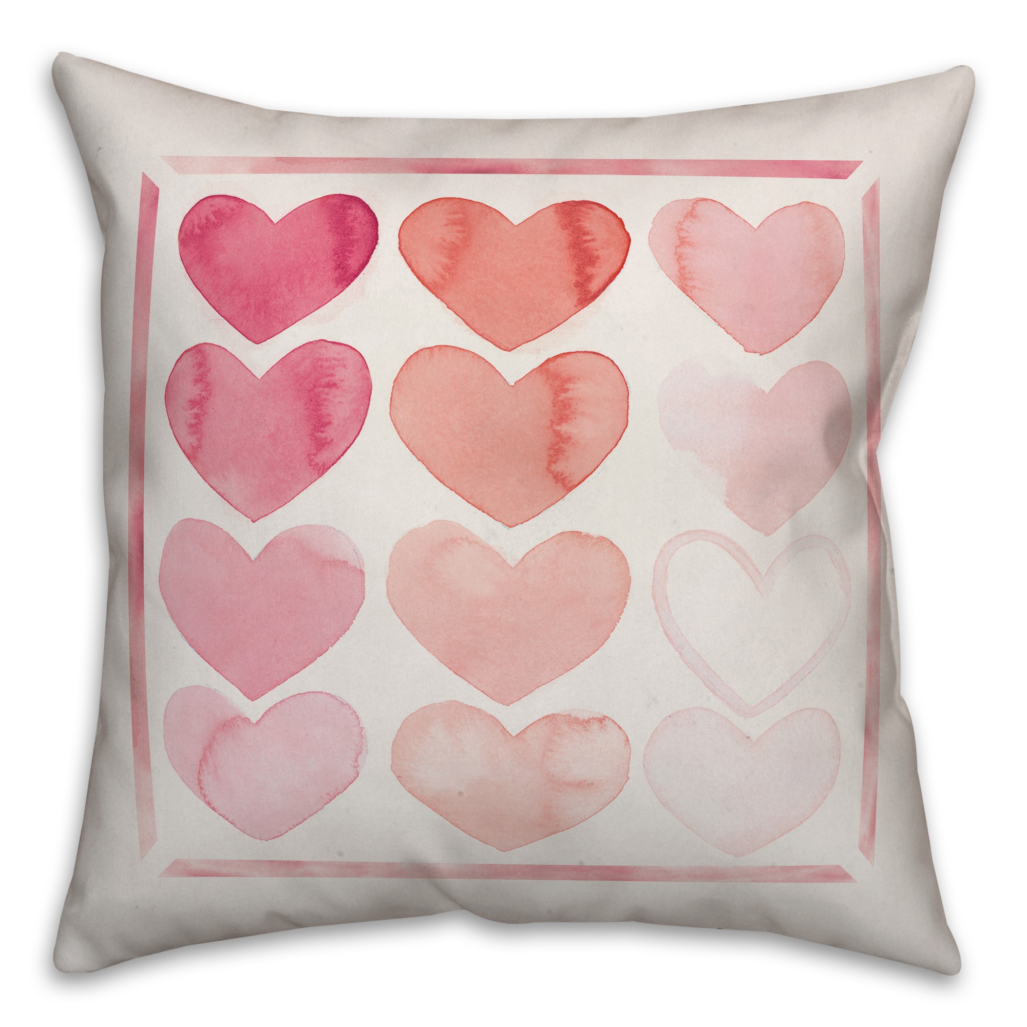 Watercolor Hearts Pillow