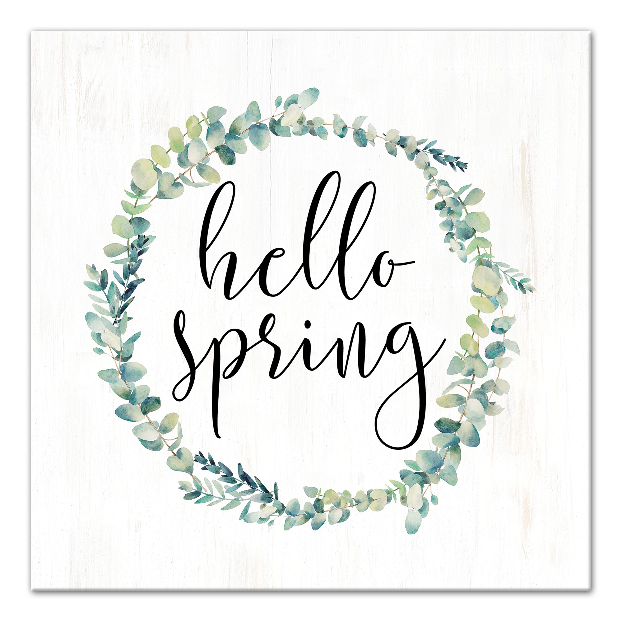 Hello Spring Wreath Canvas Wall Art