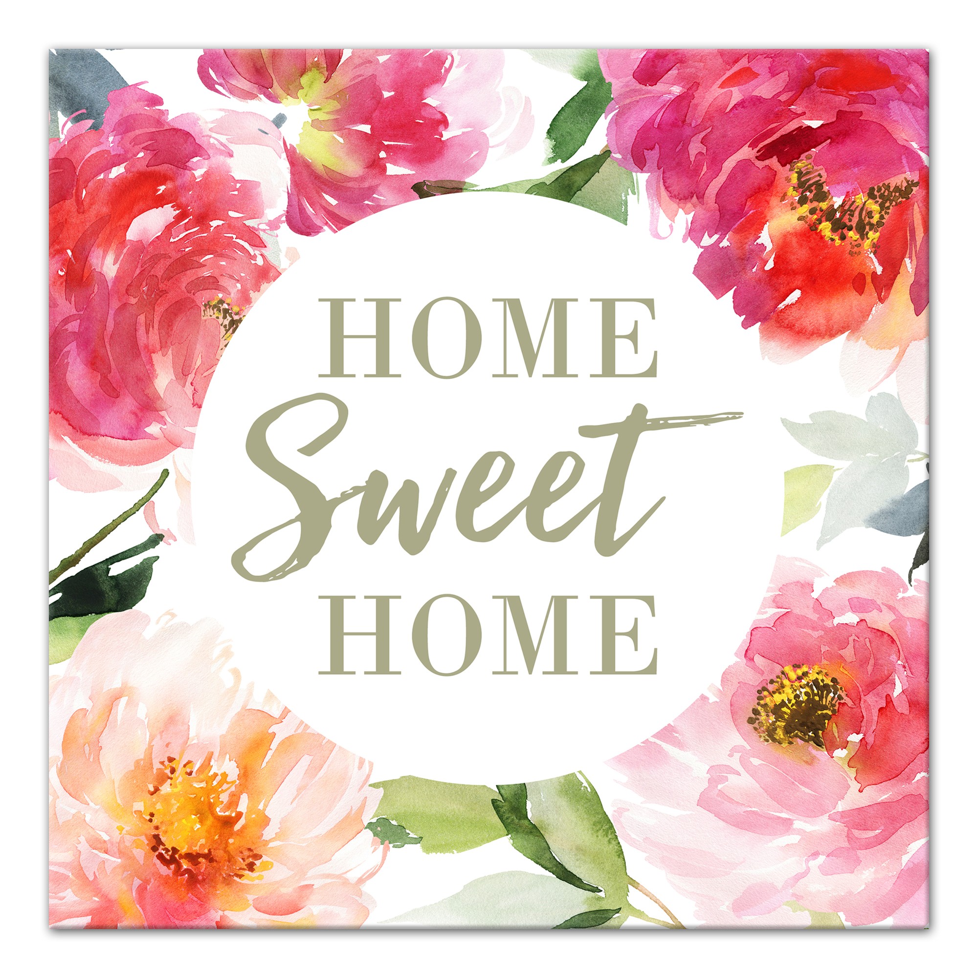Home Sweet Home Floral Canvas Wall Art