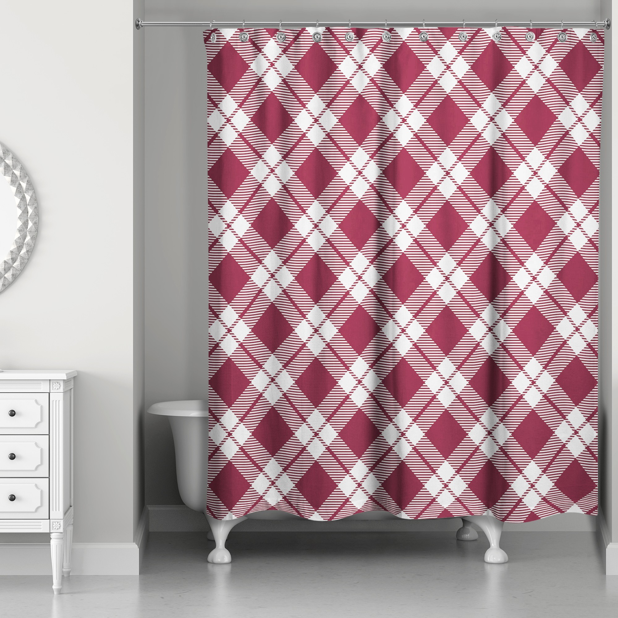 Maroon Diamond 71x74 Shower Curtain