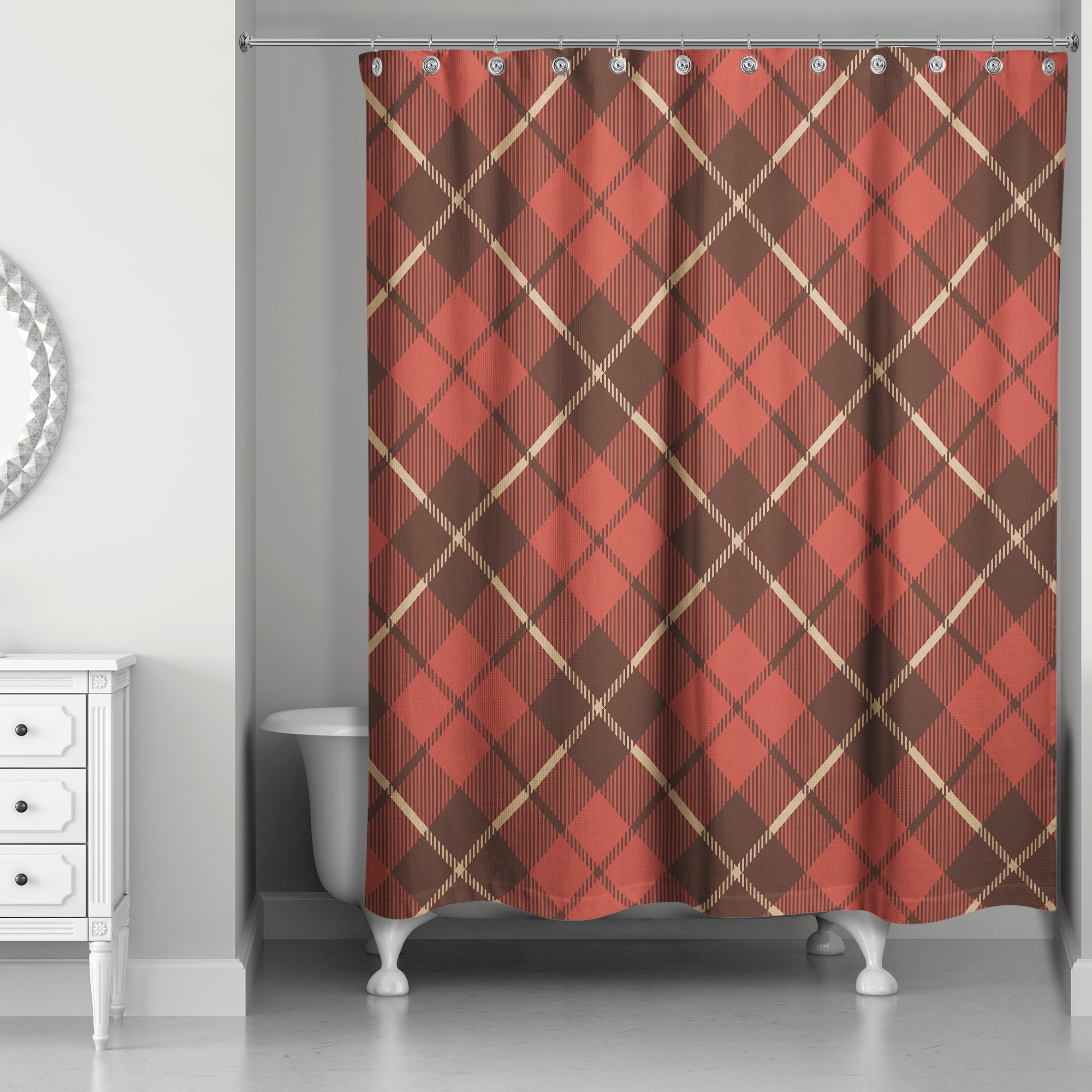Christmas Plaid 71x74 Shower Curtain