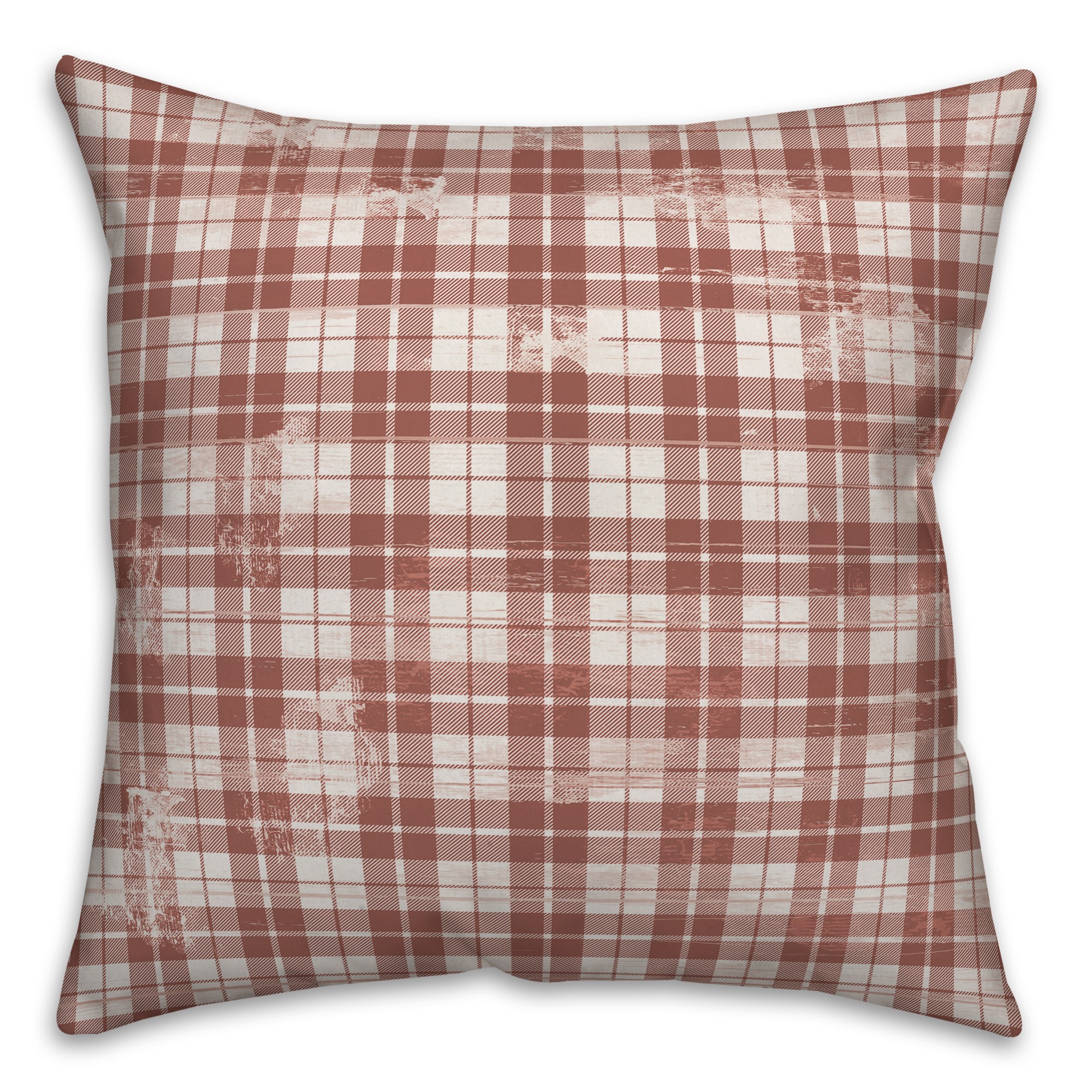 Distressed Red Plaid Pillow