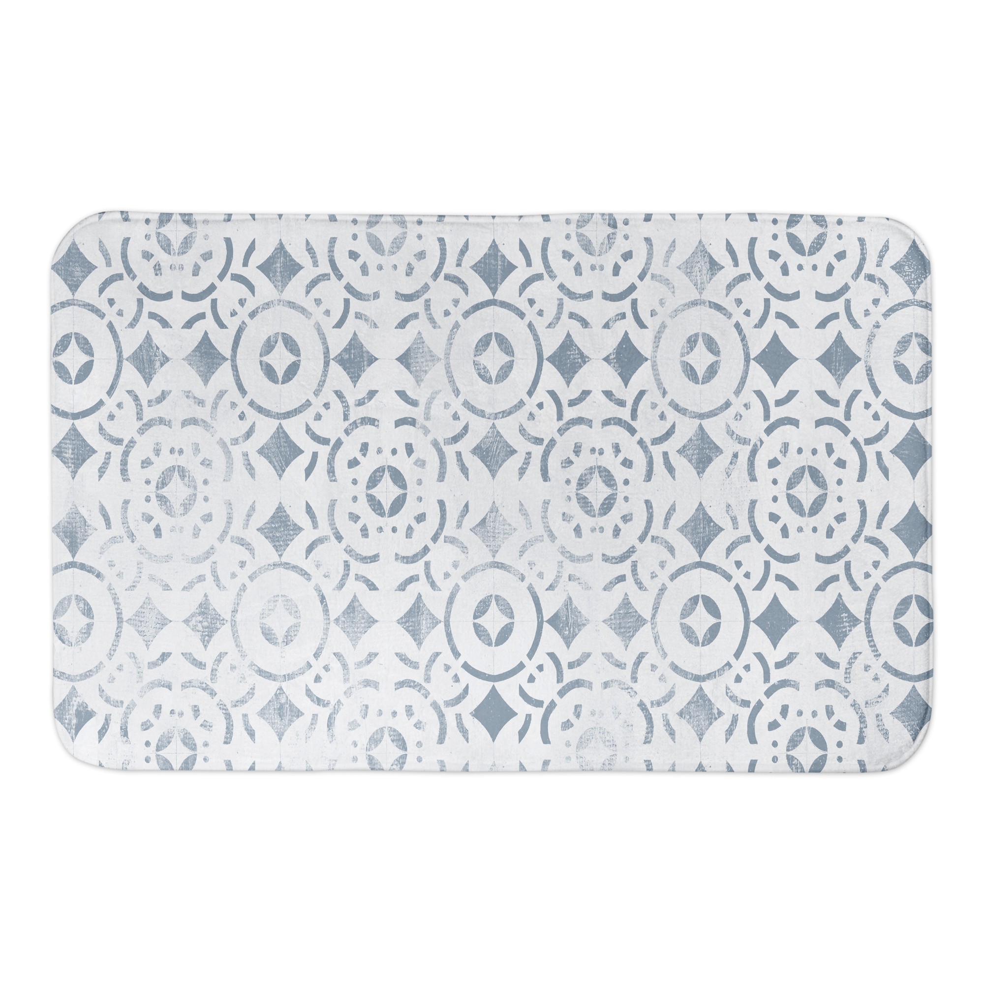 Distressed Blue Mosaic Tile 34x21 Bath Mat