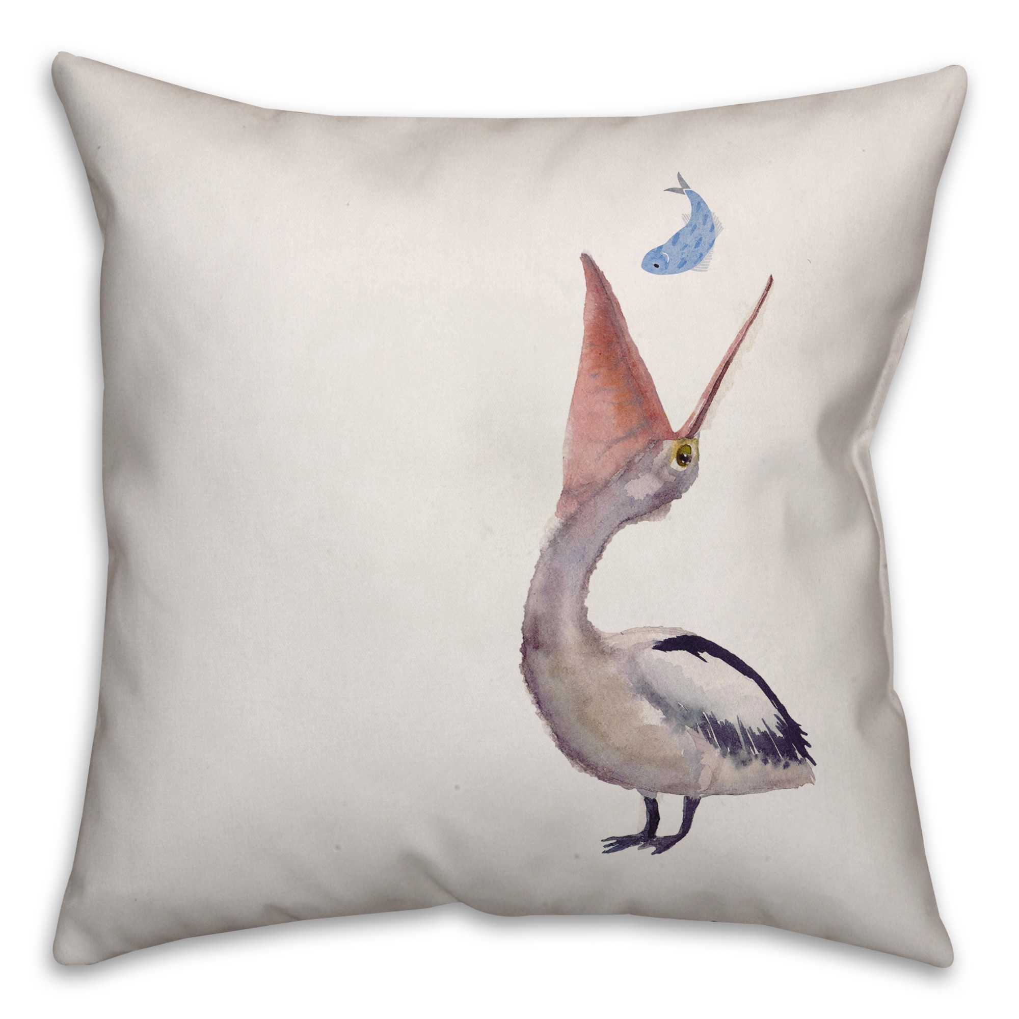 Pelican Flipping Fish Pillow