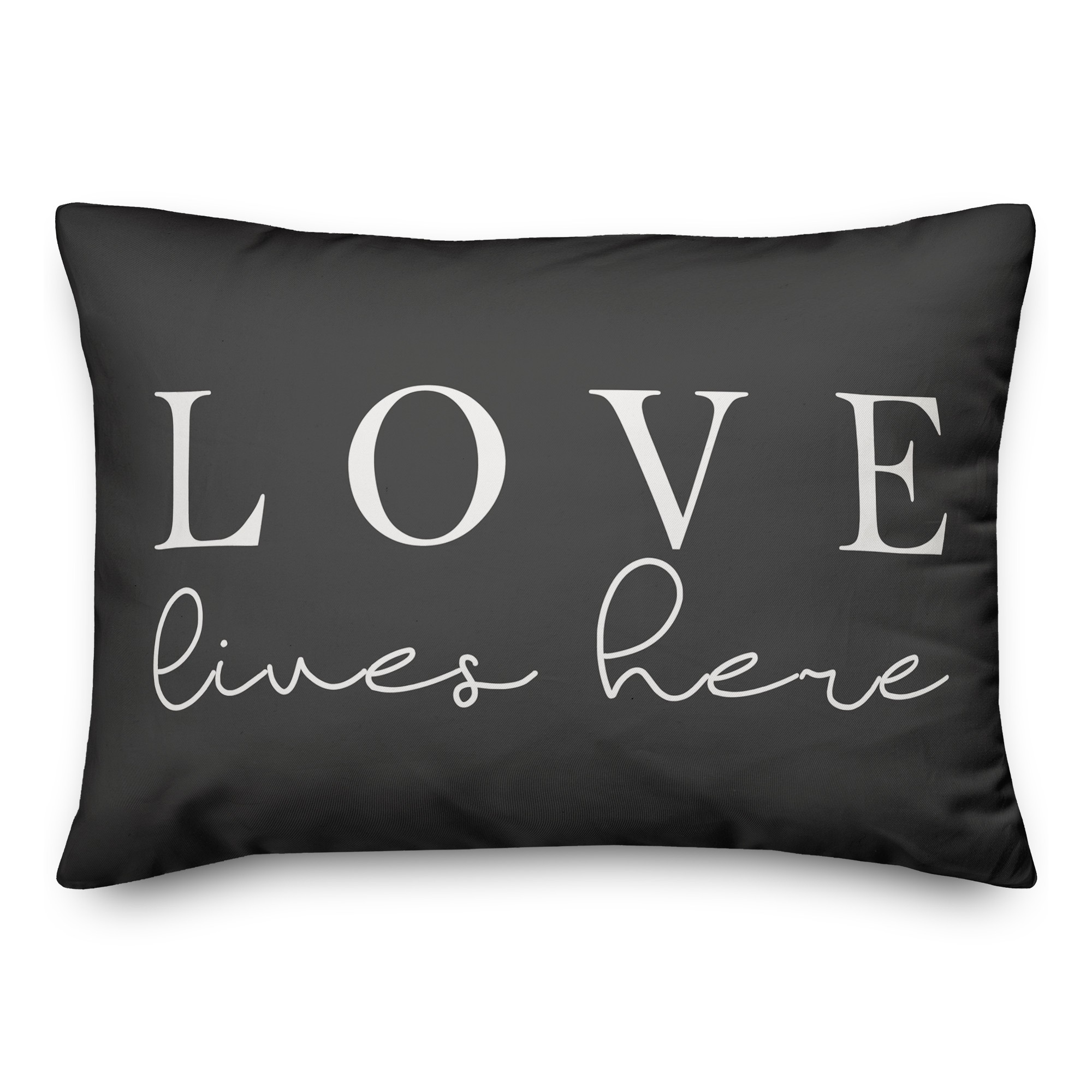 Love Lives Here Gray 14x20 Spun Poly Pillow