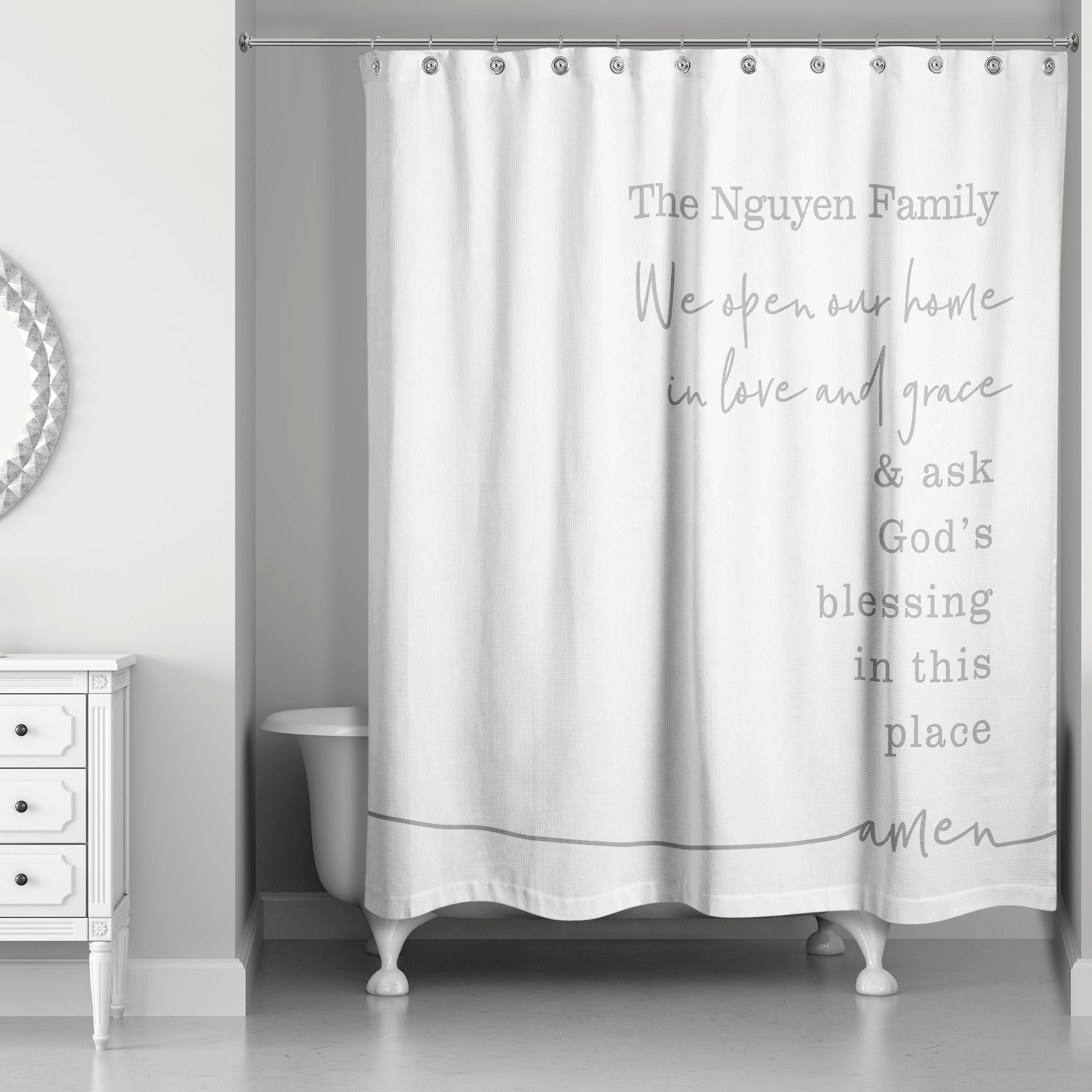 We Ask God's Blessing in This Place 71x74 Personalized Shower Curtain
