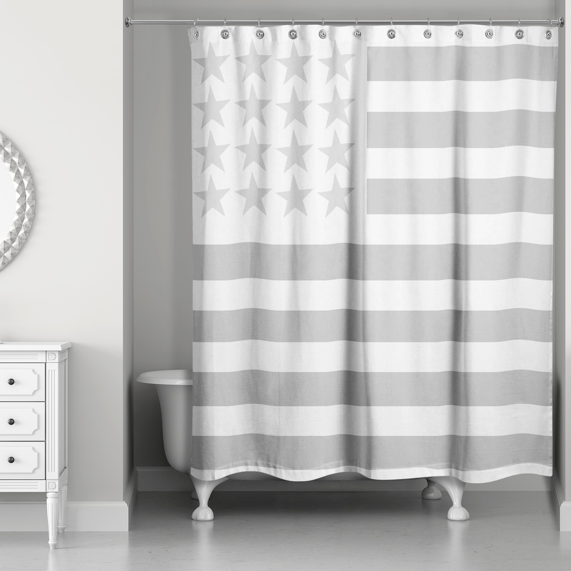 Simple Gray Flag 71x74 Shower Curtain