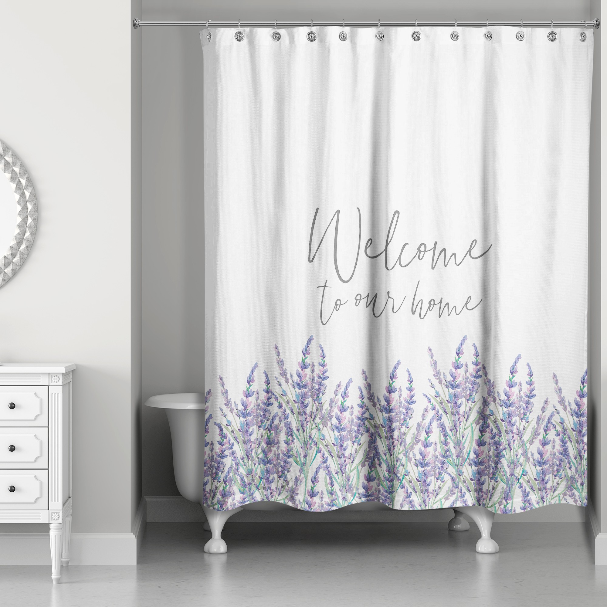 Welcome Lavendar Field 71x74 Shower Curtain