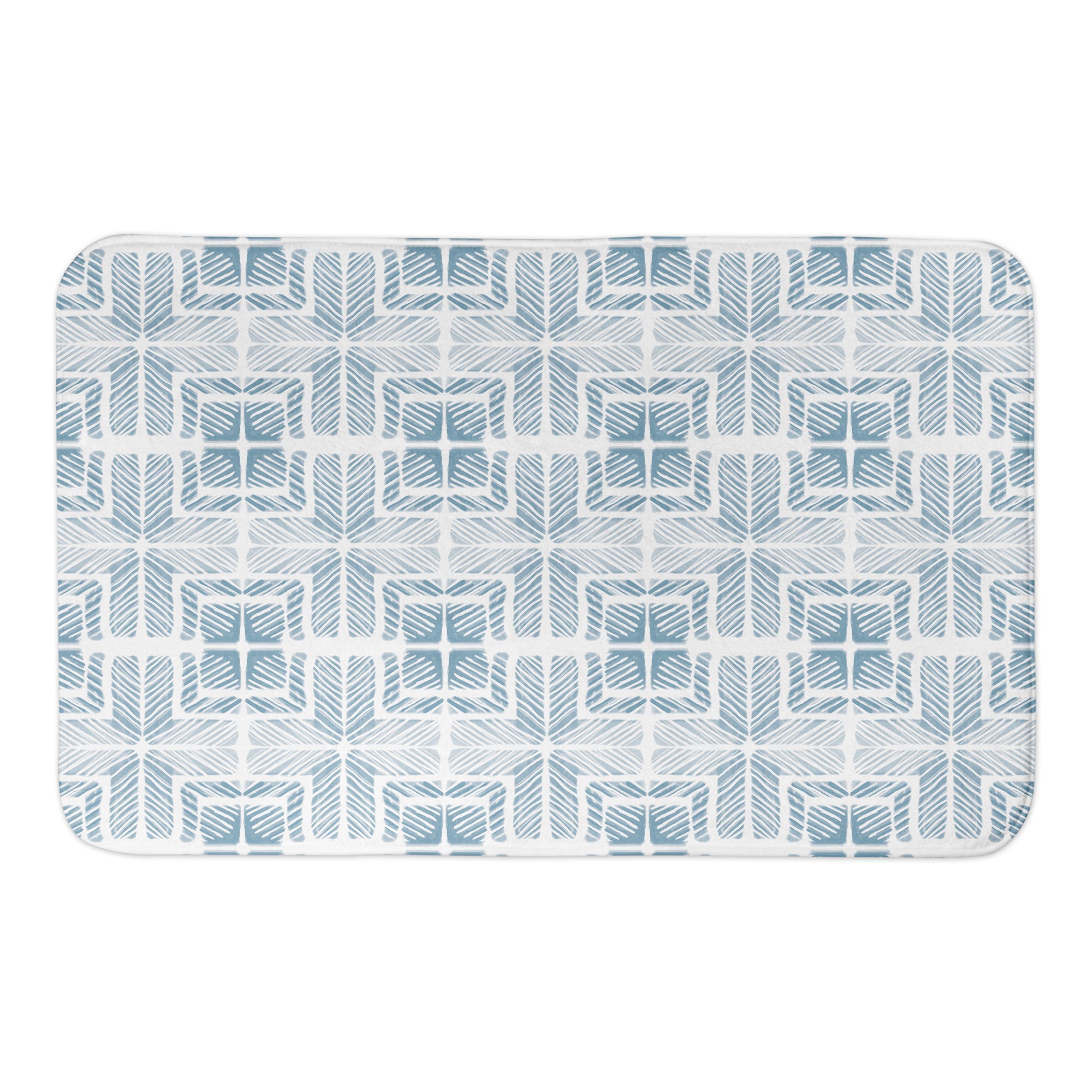 Blue Tiled Shibori 34x21 Bath Mat