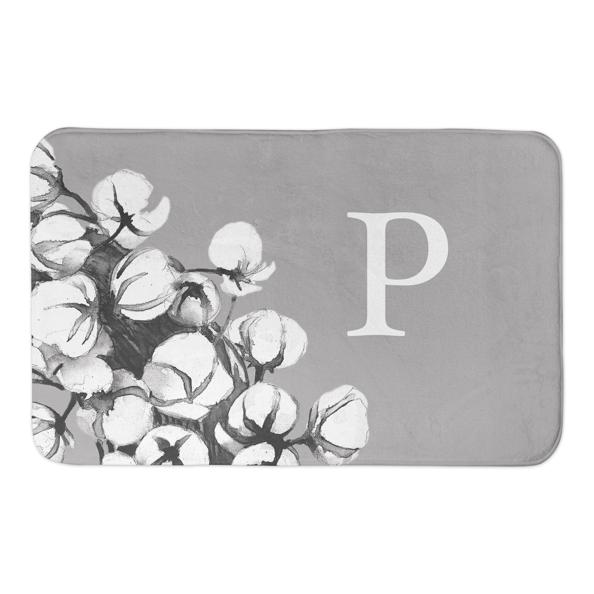 Gray Cotton Monogram 34x21 Personalized Bath Mat