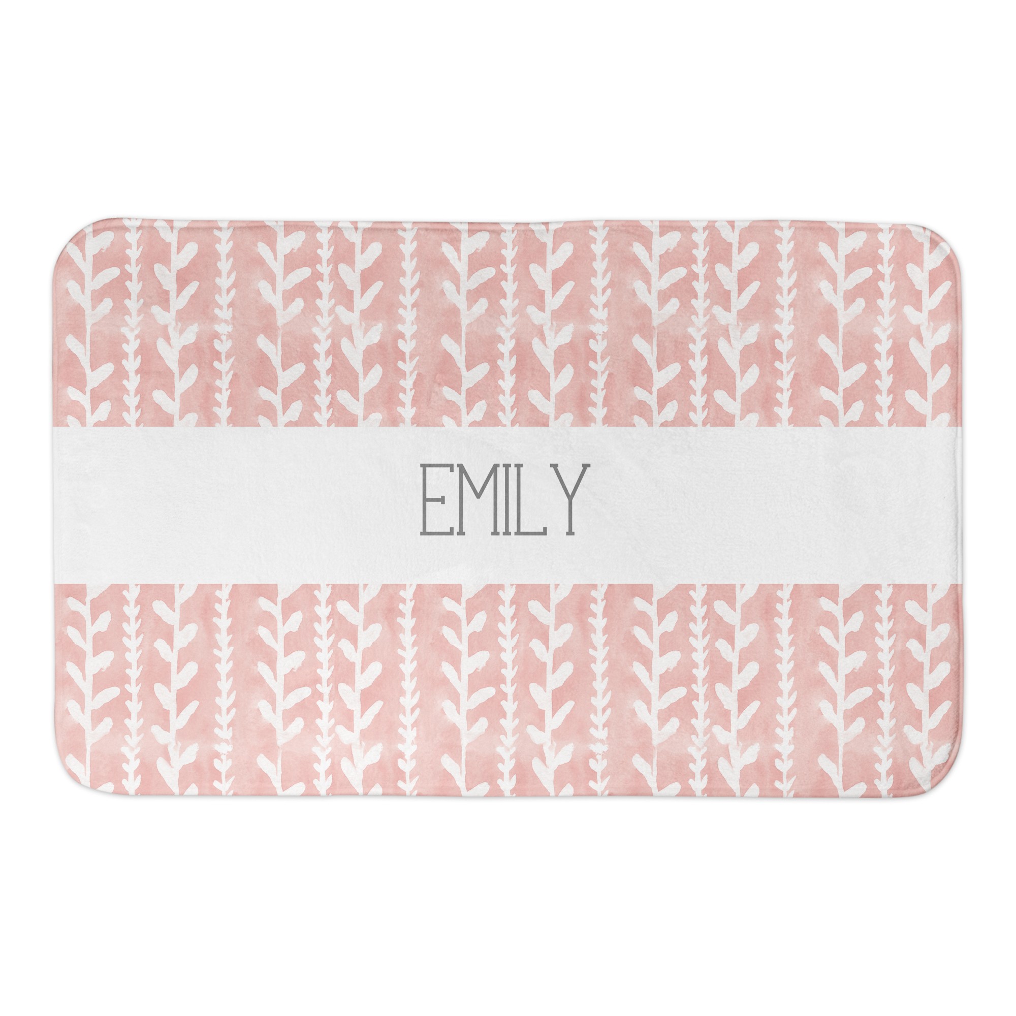Blush Watercolor Floral 34x21 Personalized Bath Mat