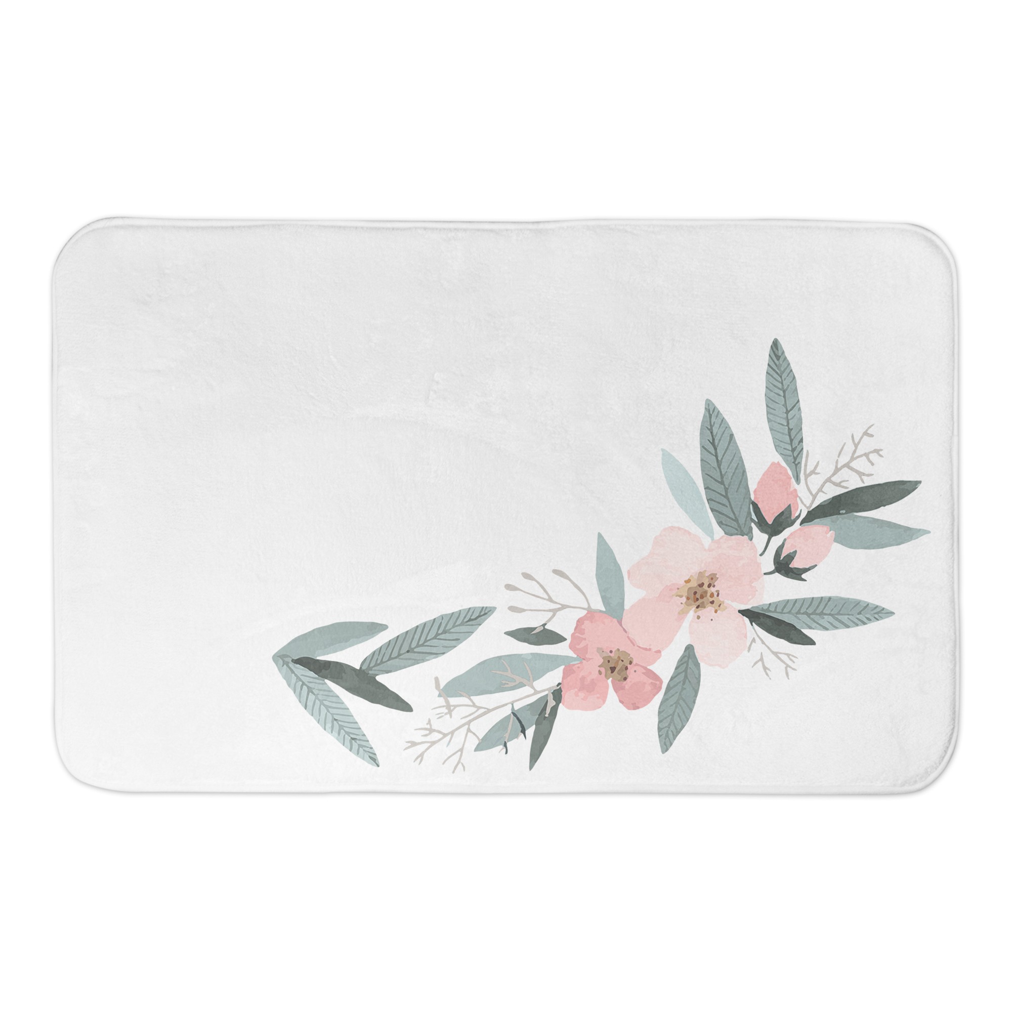 Pale Floral Branch 34x21 Bath Mat