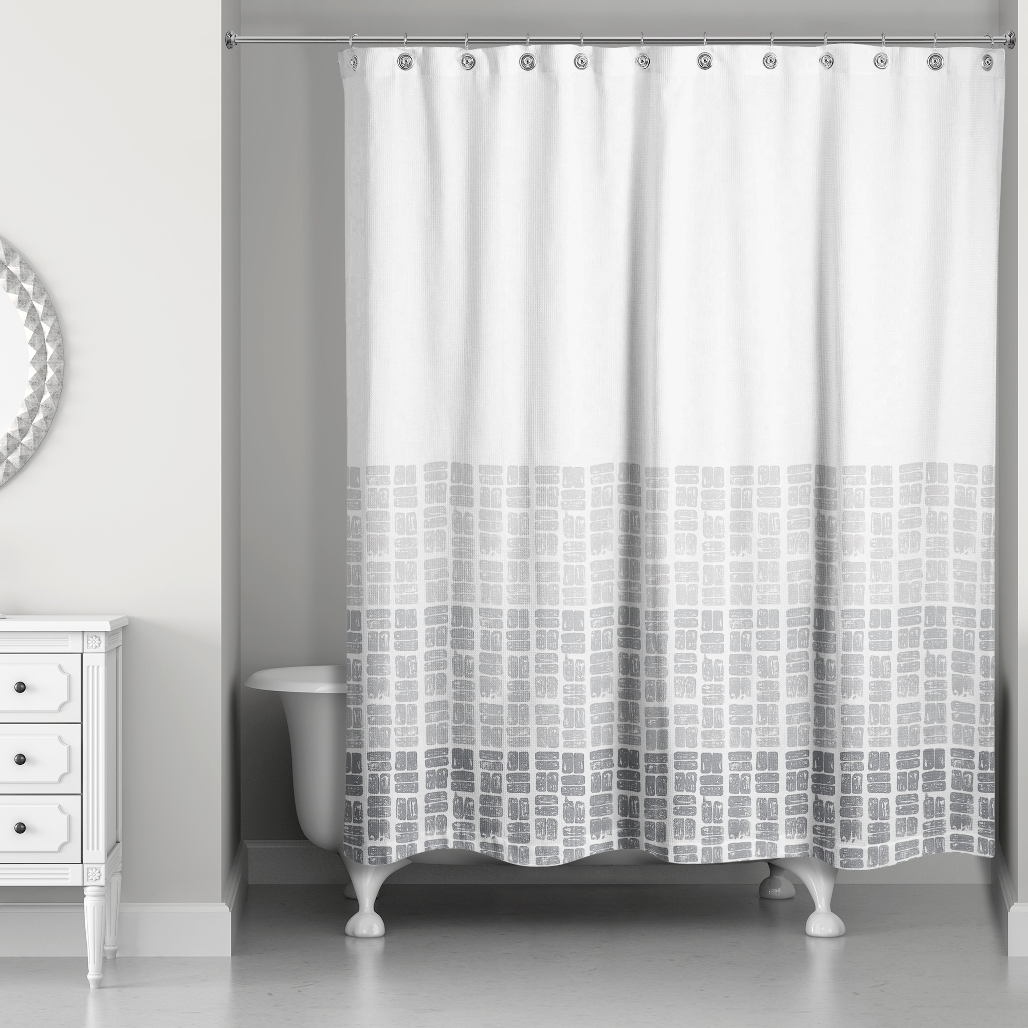 Dusty Gray Stamp Pattern 71x74 Shower Curtain