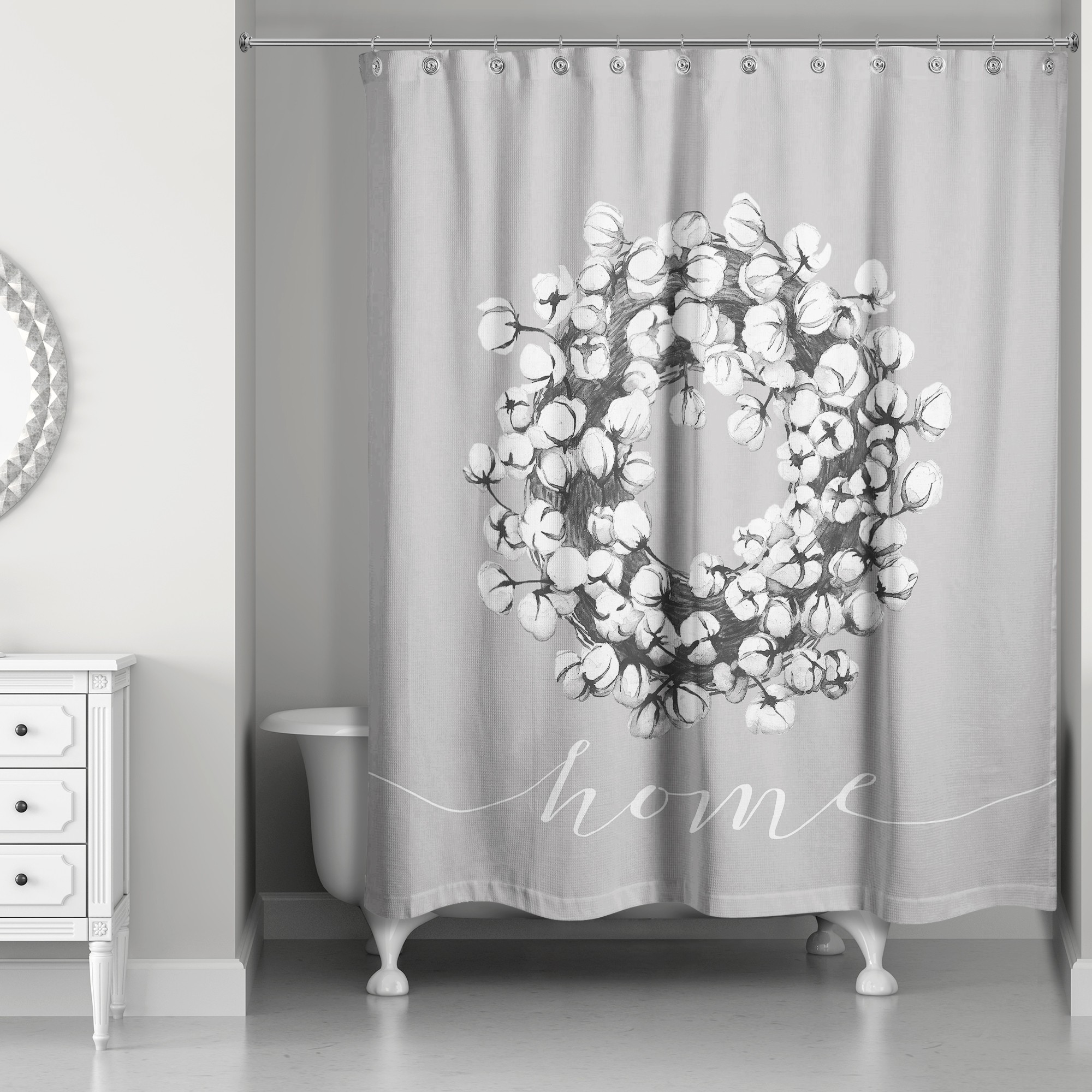 Gray Cotton Home 71x74 Shower Curtain
